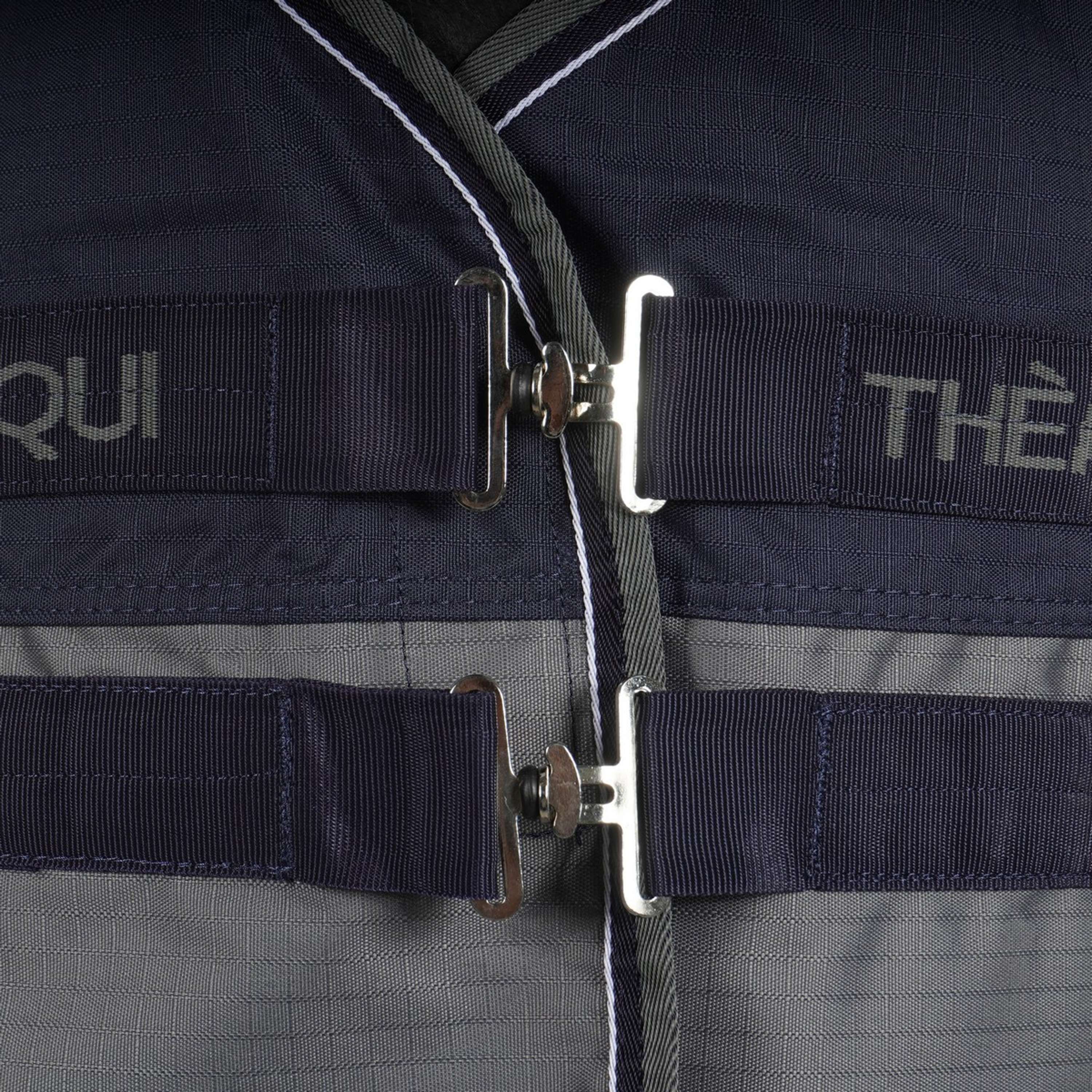 EQUITHÈME Turnout Rug Tyrex High Neck 600D 150g Marine/Gris Dots - Image 3