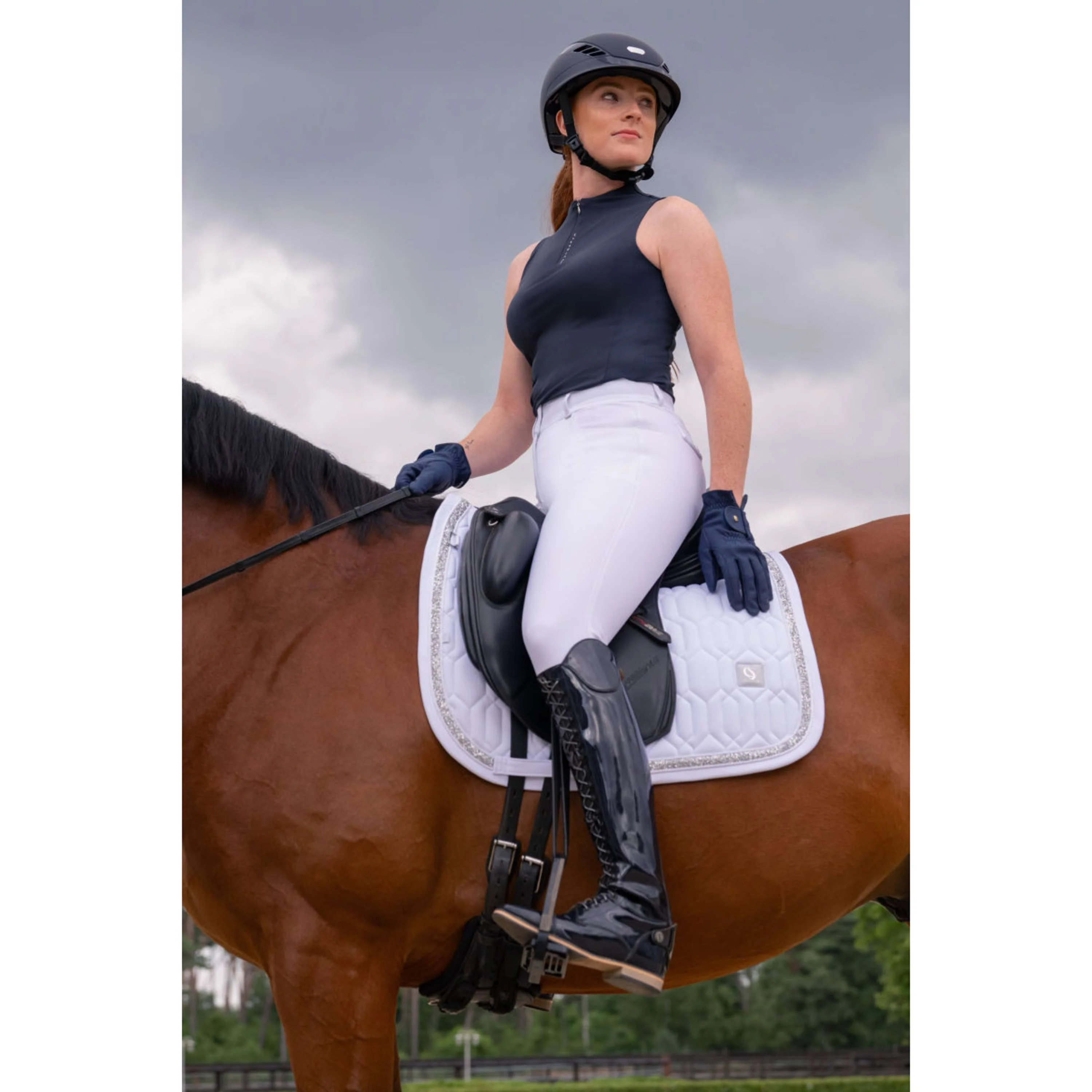 Eskadron Tapis de Selle Classic Sports Softshell Jewel Dressage Blanc - Image 2