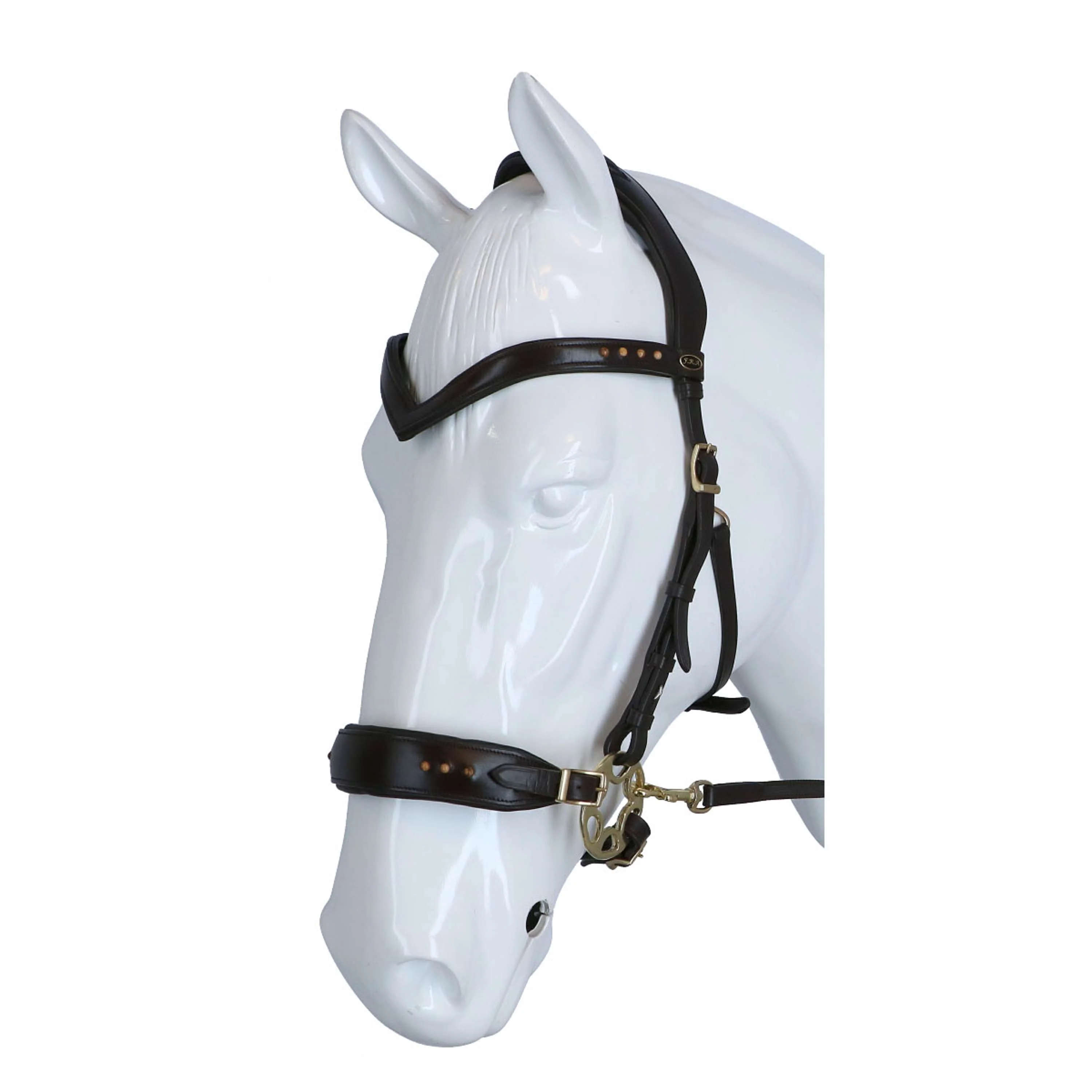 F.R.A. Bridon Glory Hackamore Cuir avec Perles Marron - Image 2