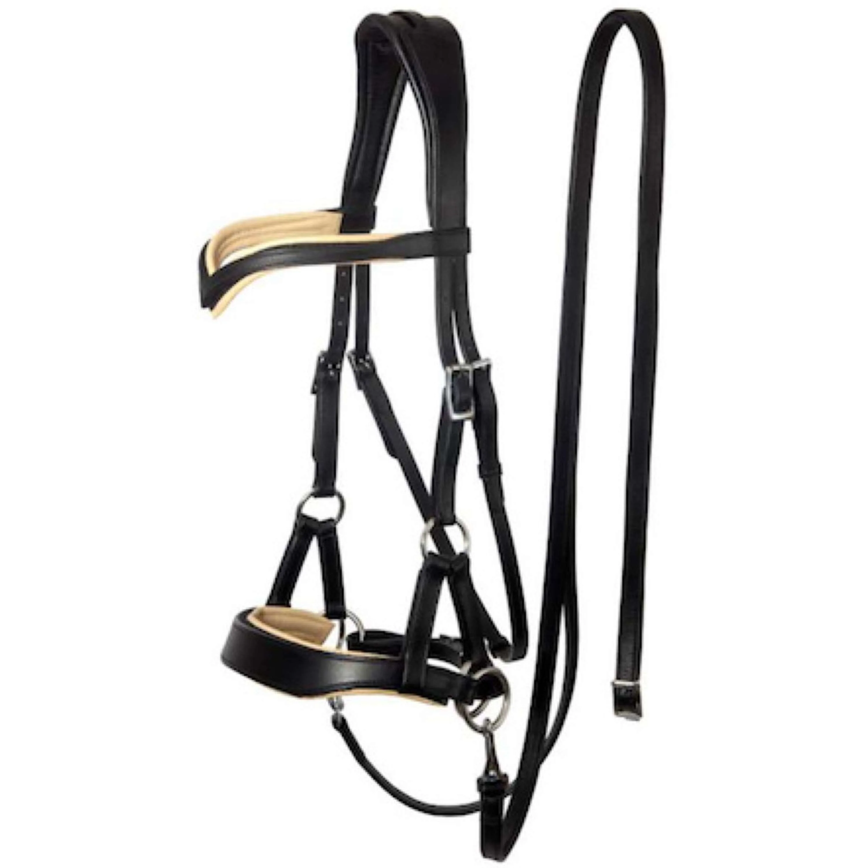 F.R.A. Bridon sans Mors Aruba Side Pull Rênes en Cuir Souple Noir - Image 4