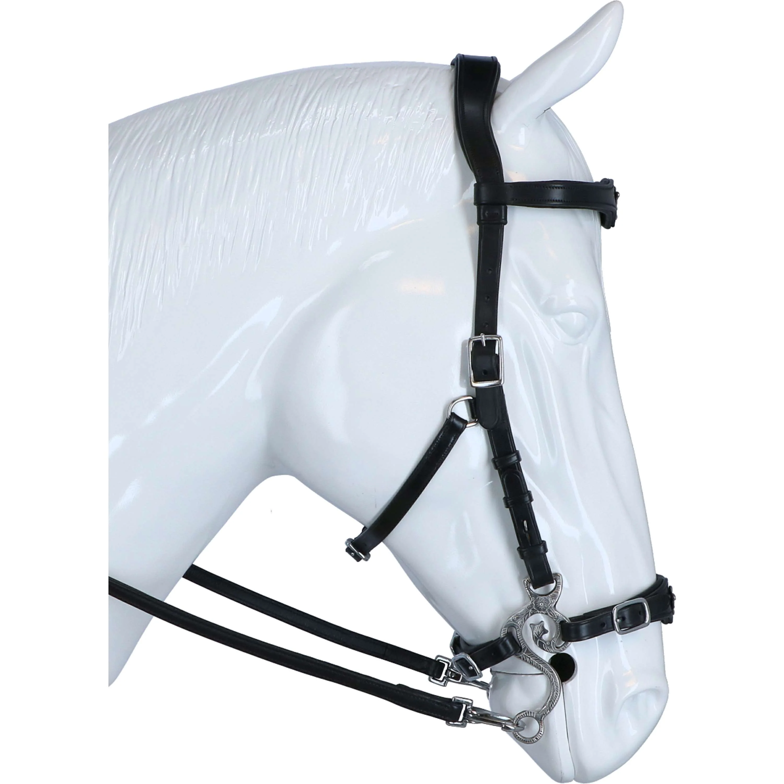 F.R.A. Hackamore Imperial Rênes en Cuir Souple Noir - Image 4