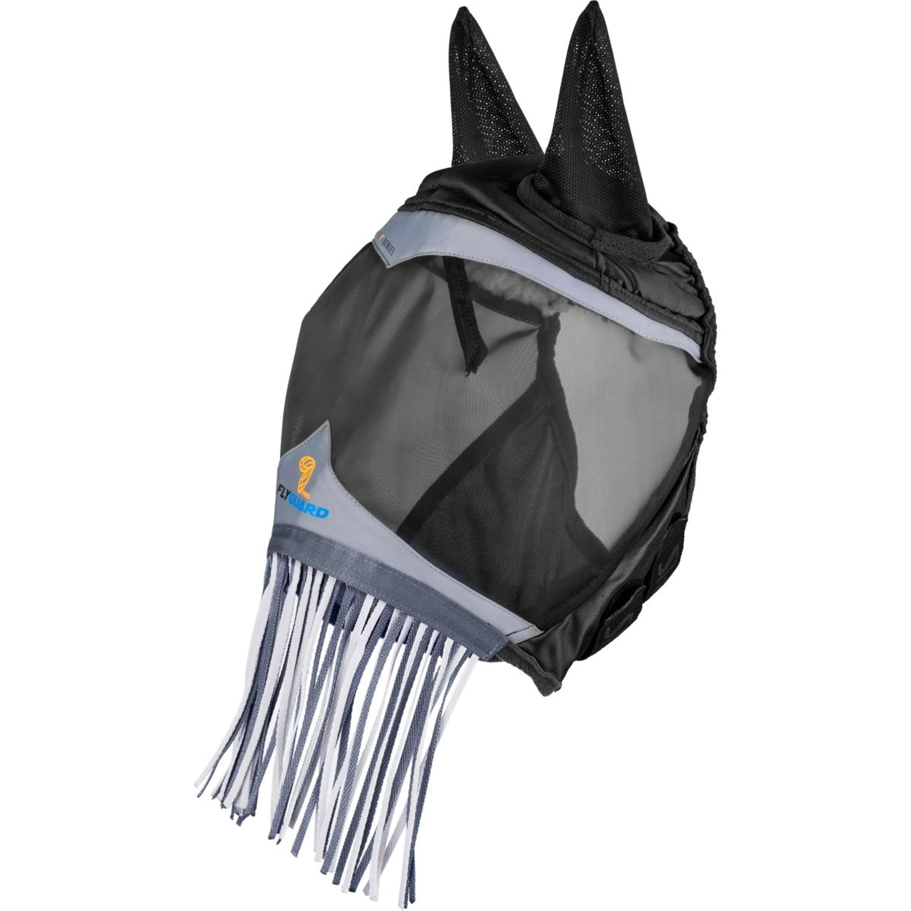 FlyGuard by Shires Masque Anti-Mouches Pro Fine Mesh avec Oreilles et Franges Jet - Image 2