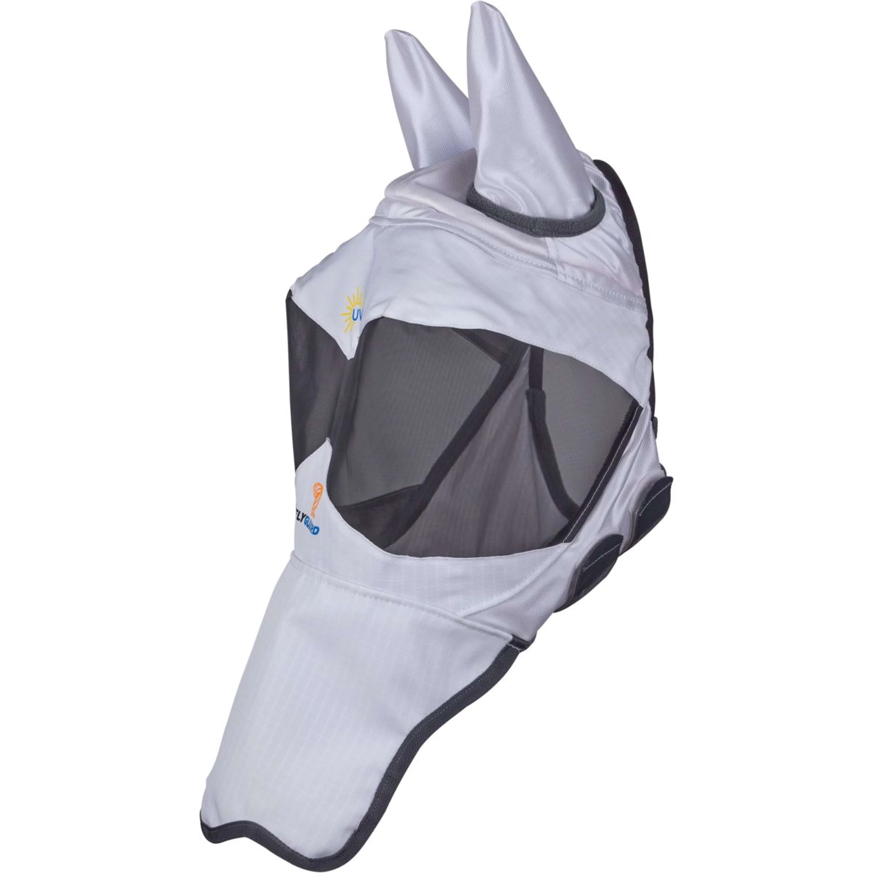 FlyGuard by Shires Masque Anti-Mouches Pro Sun Shade avec Oreilles et Nez Blanc - Image 2