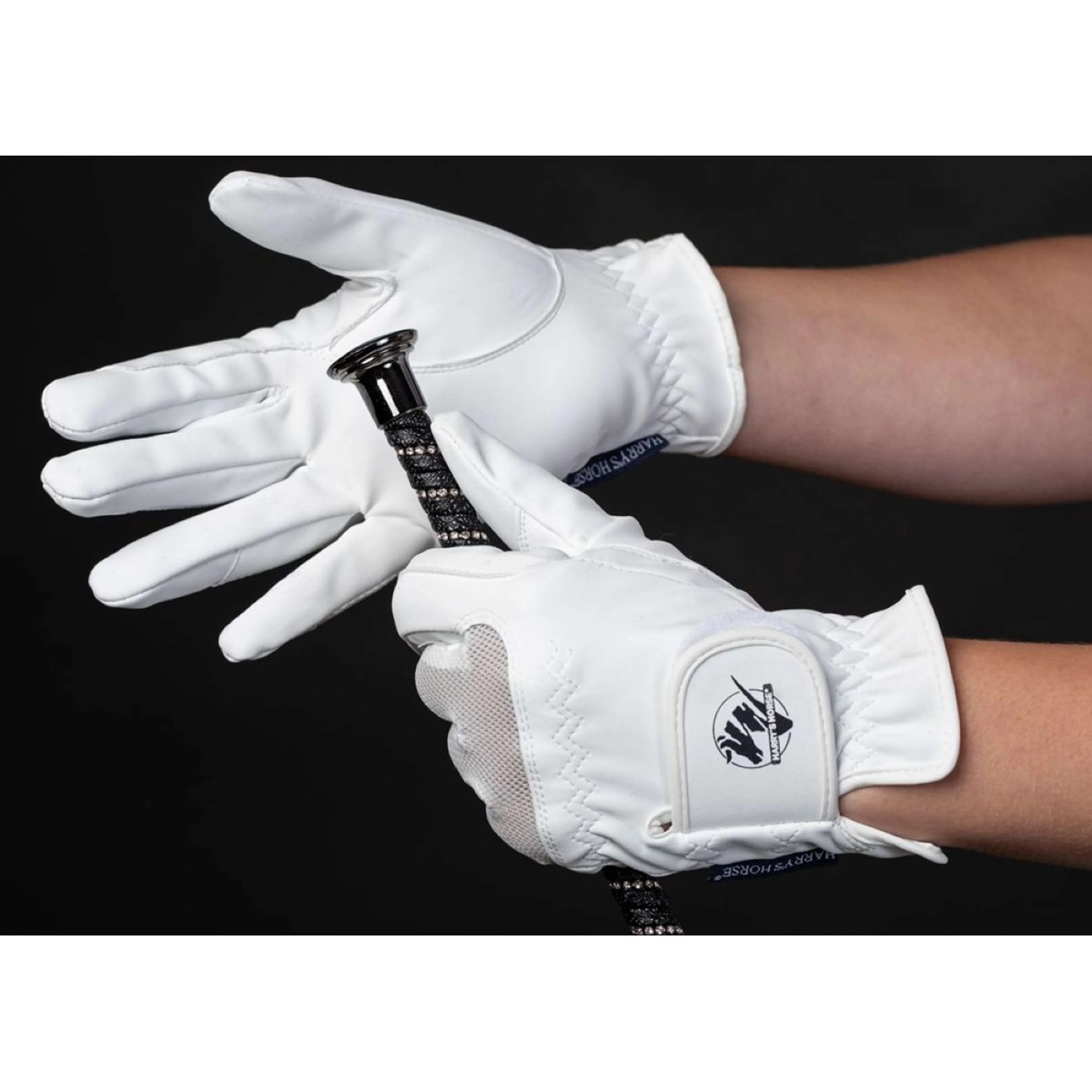 Harry's Horse Gants d'Équitation Domy Suede Mesh Blanc - Image 2