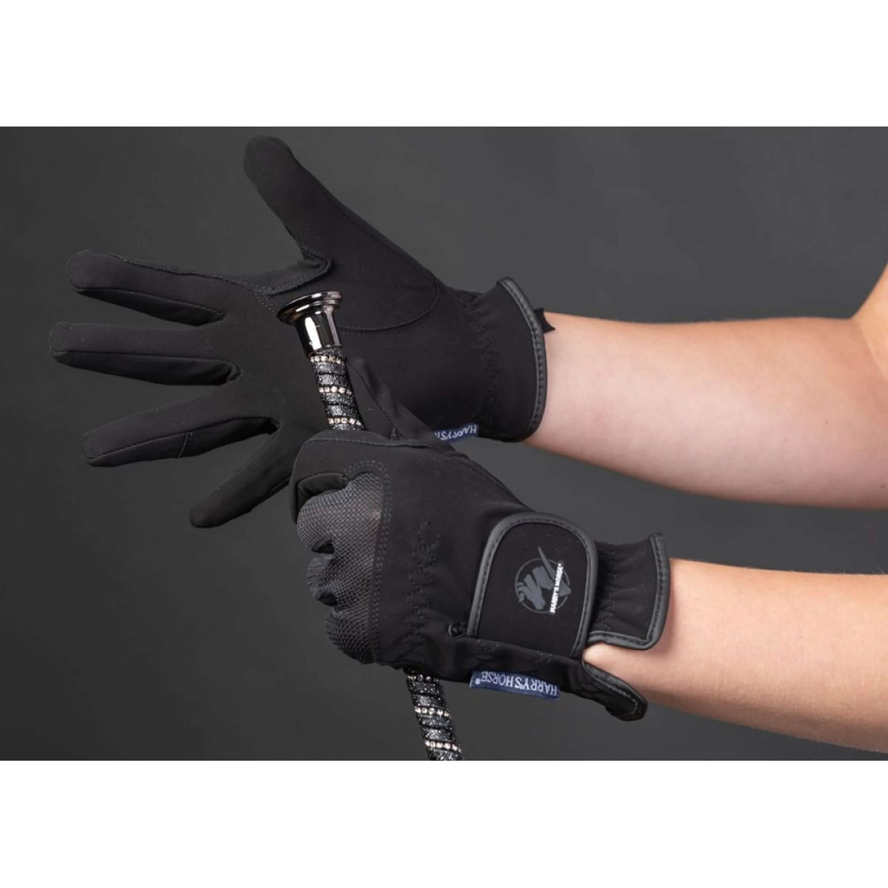 Harry's Horse Gants d'Équitation Domy Suede Mesh Noir - Image 2