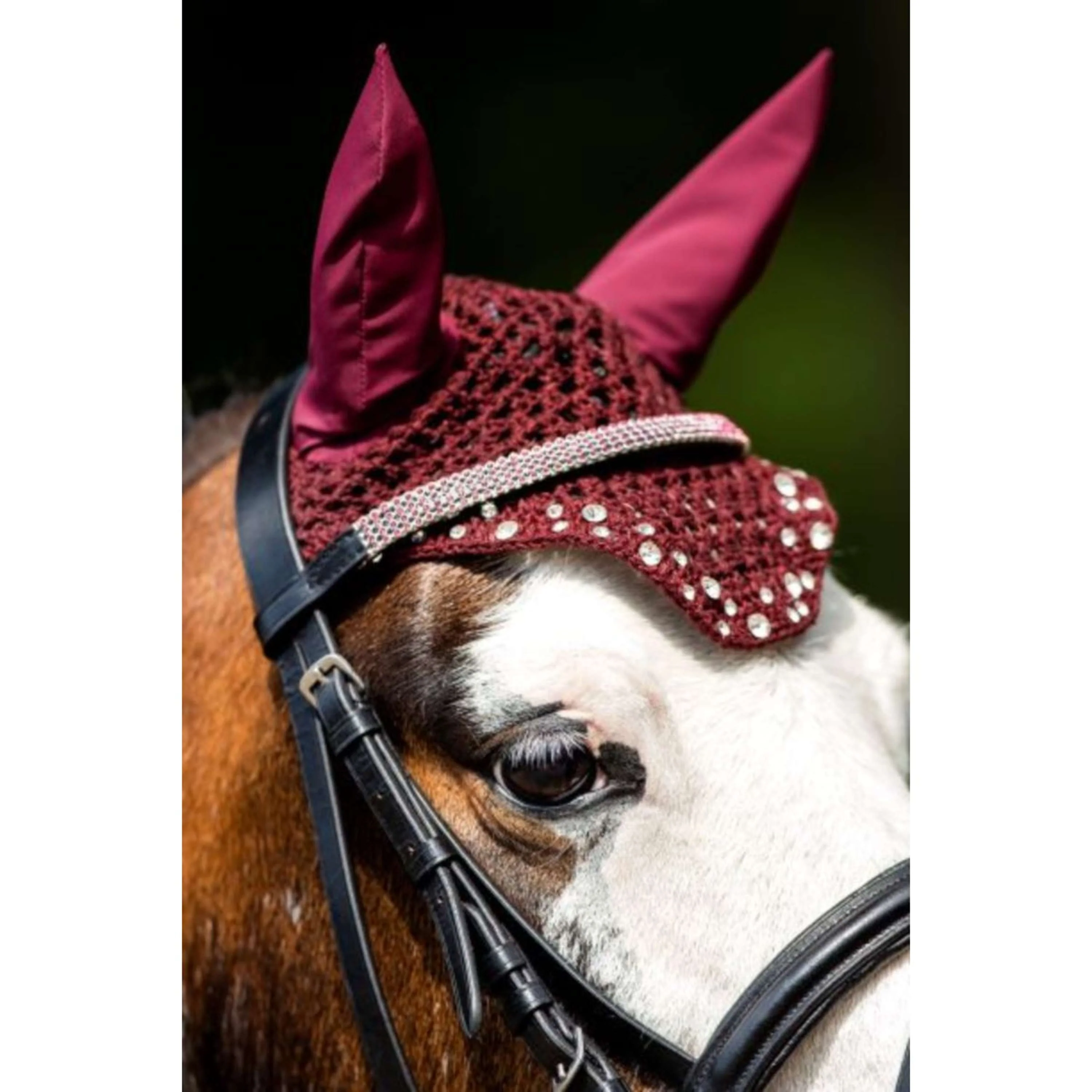 HB Bonnet Anti-Mouches met Trydac Swarovski steentjes Bordeaux - Image 3