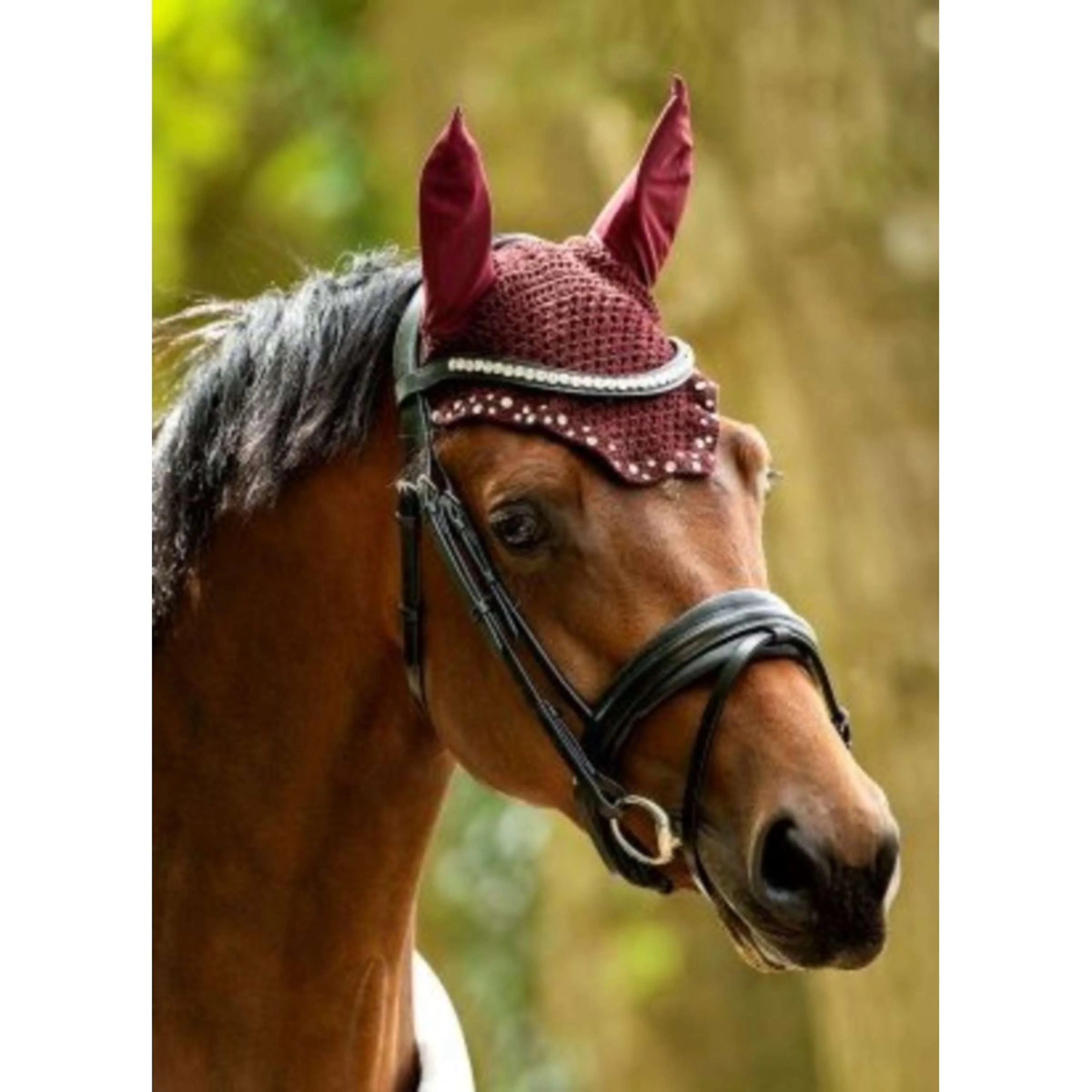 HB Bonnet Anti-Mouches met Trydac Swarovski steentjes Bordeaux - Image 4