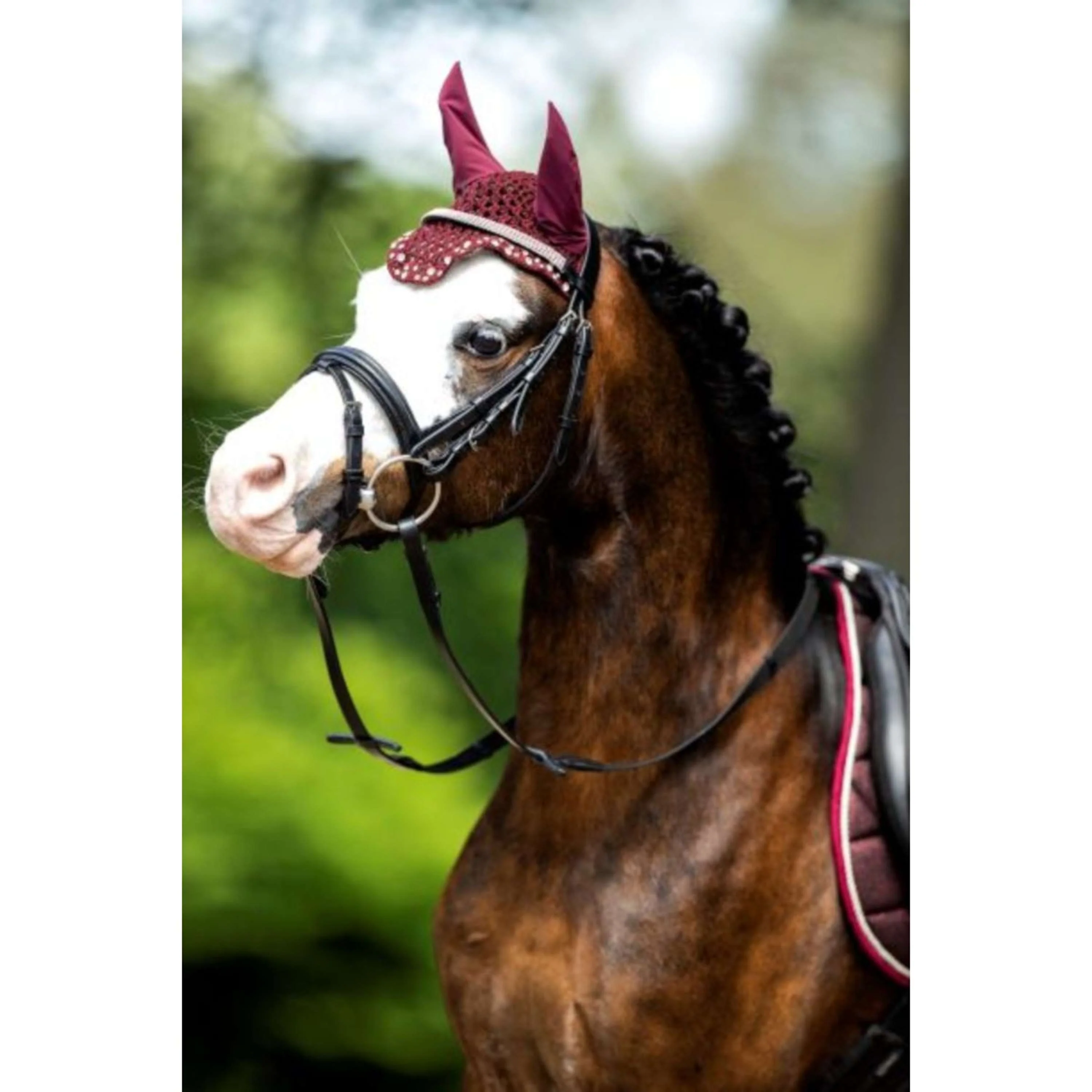 HB Bonnet Anti-Mouches met Trydac Swarovski steentjes Bordeaux - Image 5