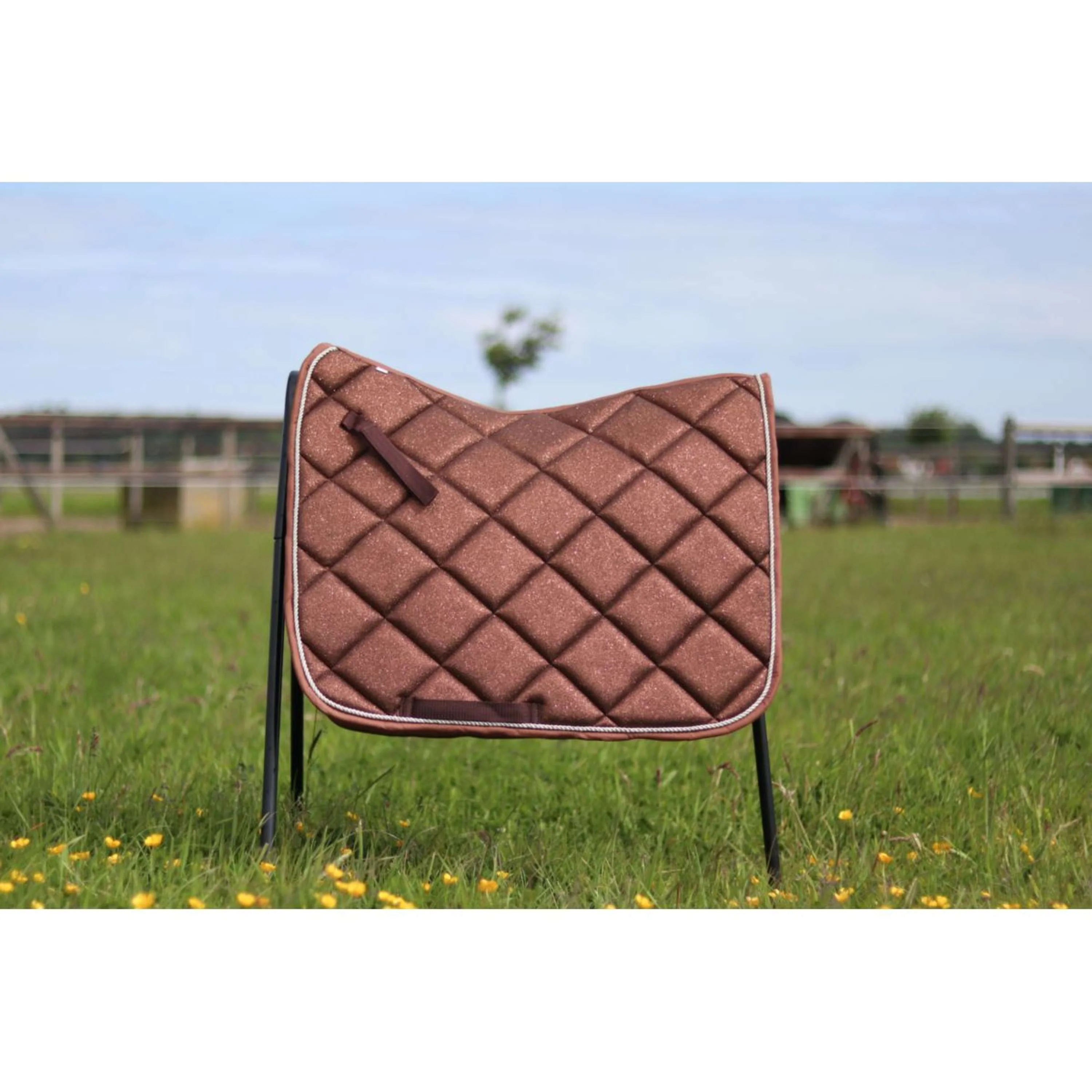 HB Tapis de Selle Sparkling Glitter Dressage Marron - Image 2