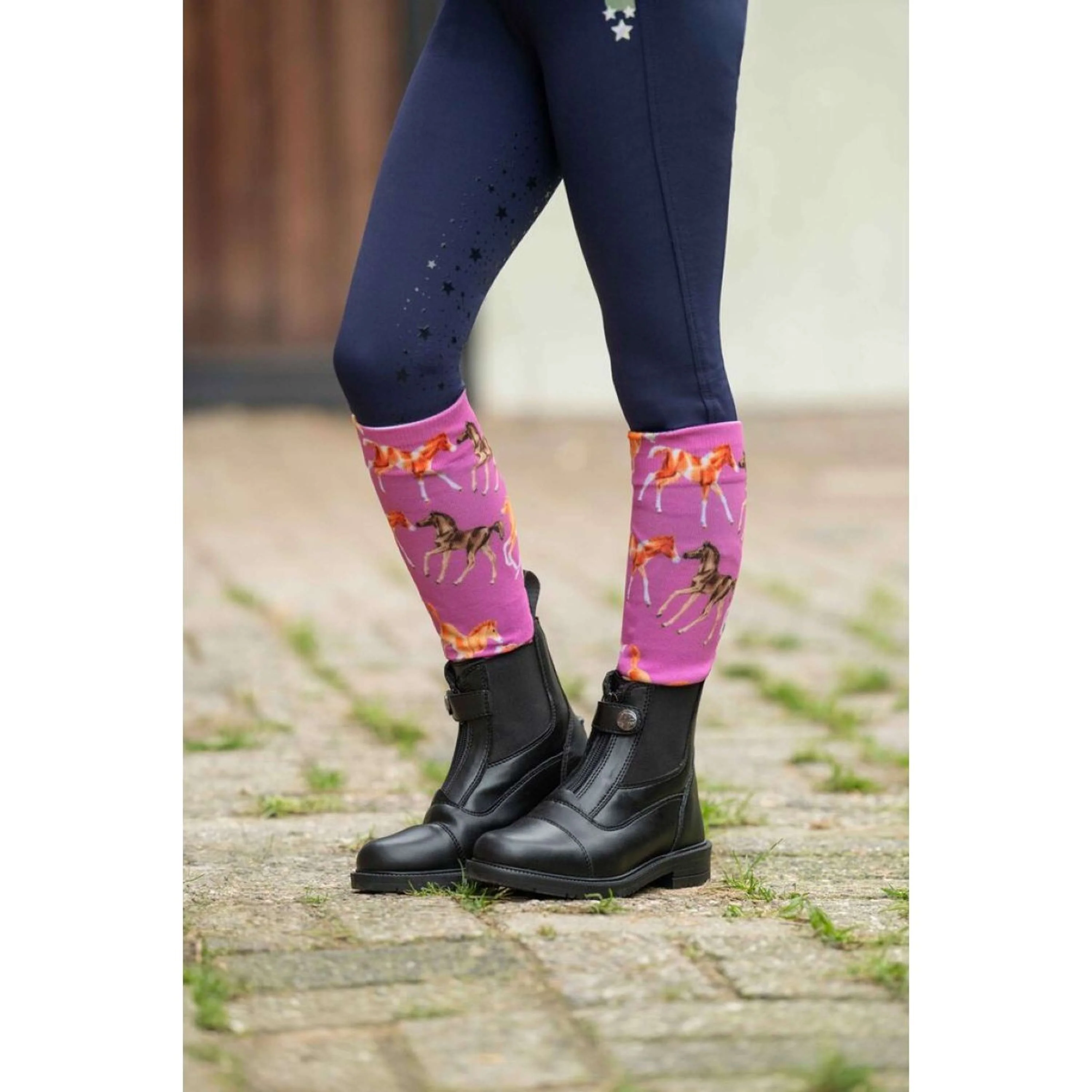 HKM Chaussettes d'Équitation Pony Club Rose - Image 2