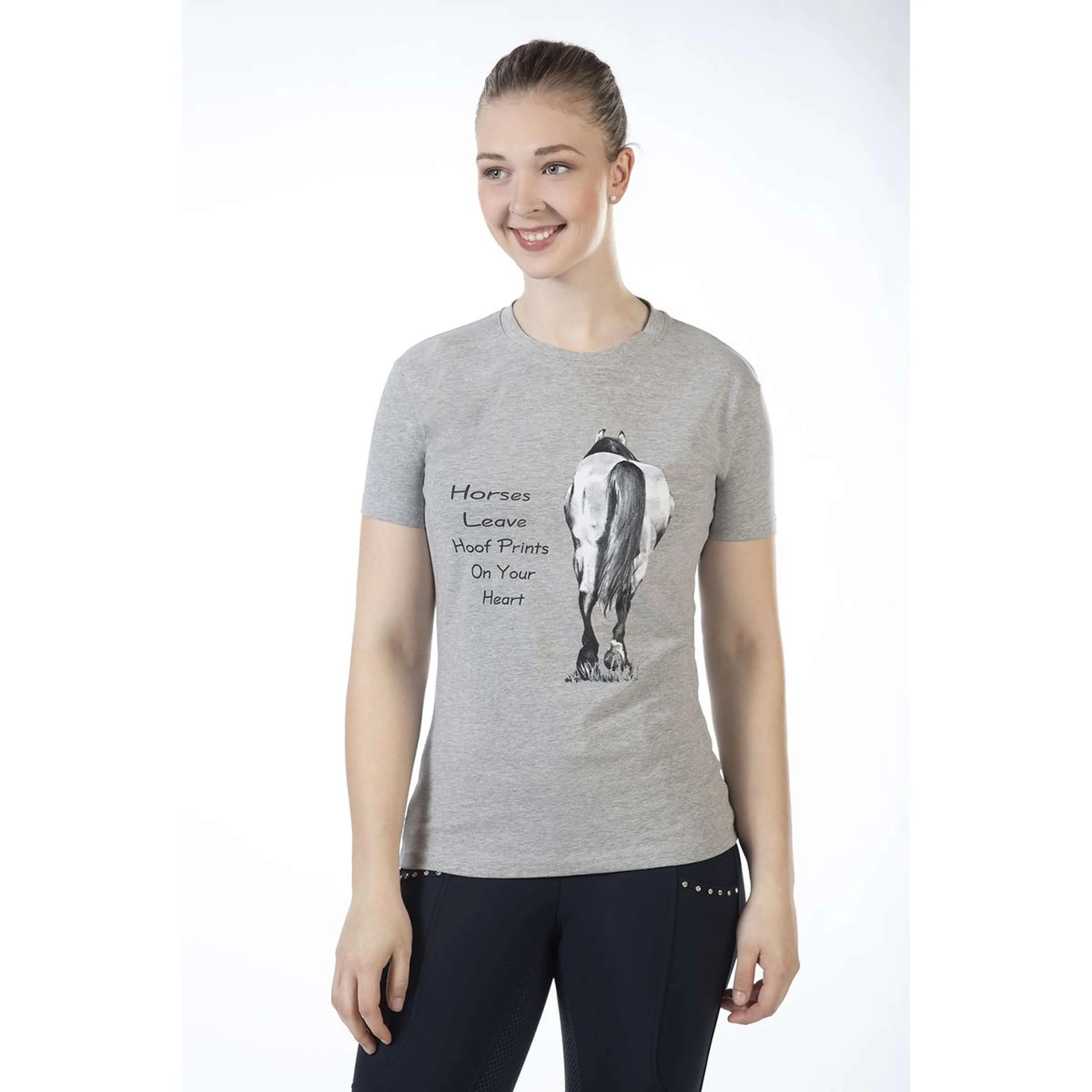 HKM Chemise Horses leave Hoofprints Manches Courtes Gris - Image 3