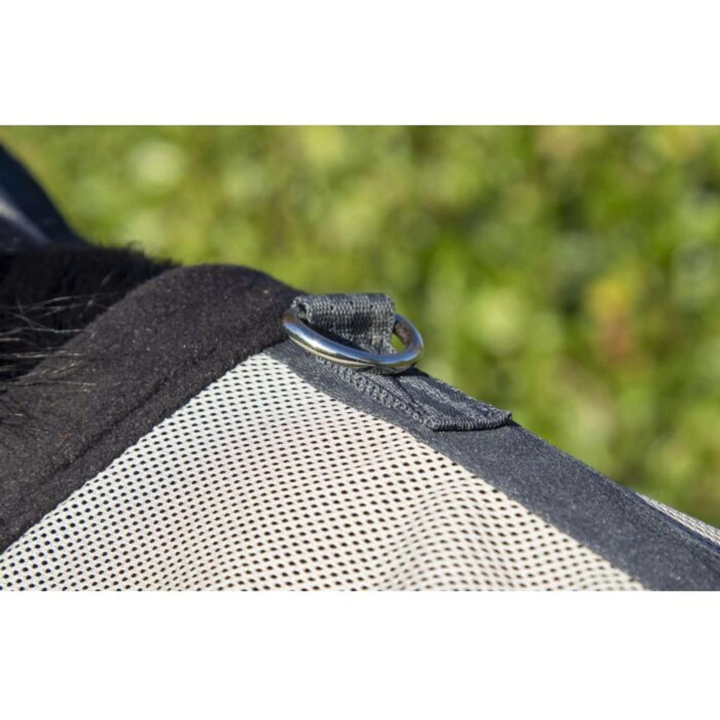 HKM Couverture Anti-Mouches Fringes Couvre-cou Amovible Argent/Gris - Image 2