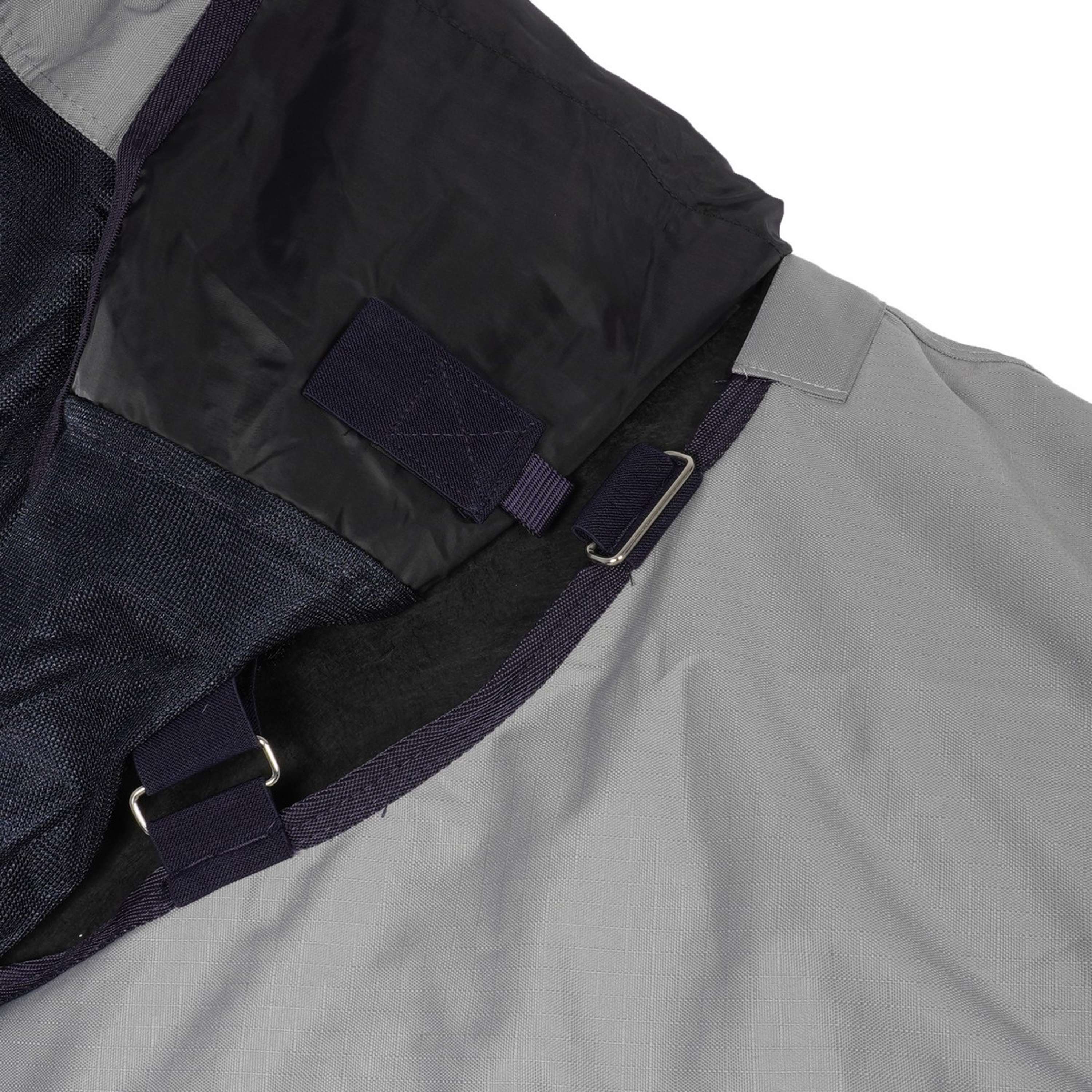 HKM Couverture Anti-Mouches Rain with Neck and Bellyflap Bleu Foncé/Gris - Image 5