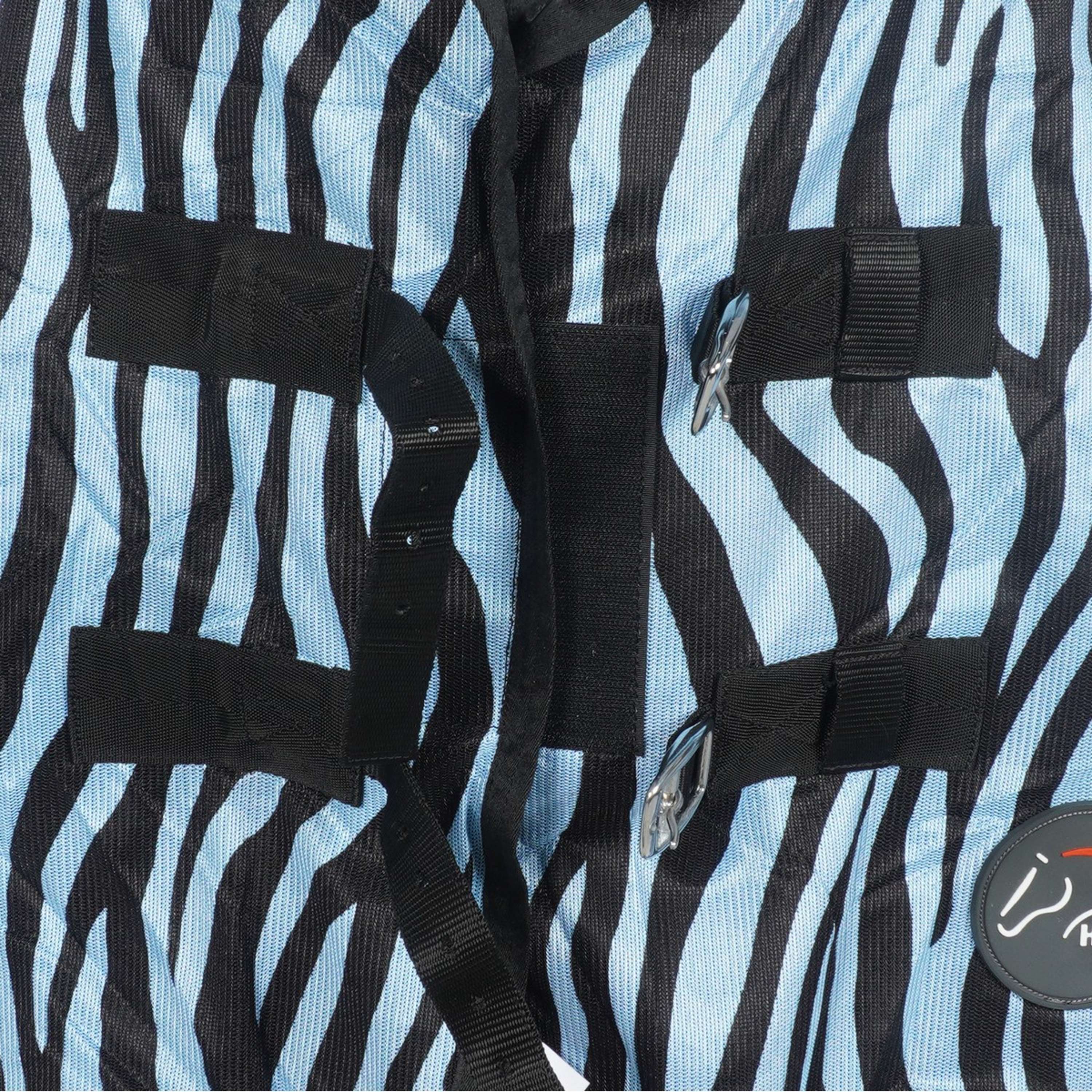 HKM Couverture Anti-Mouches Zebra avec Couvre-cou Aqua/Noir - Image 4