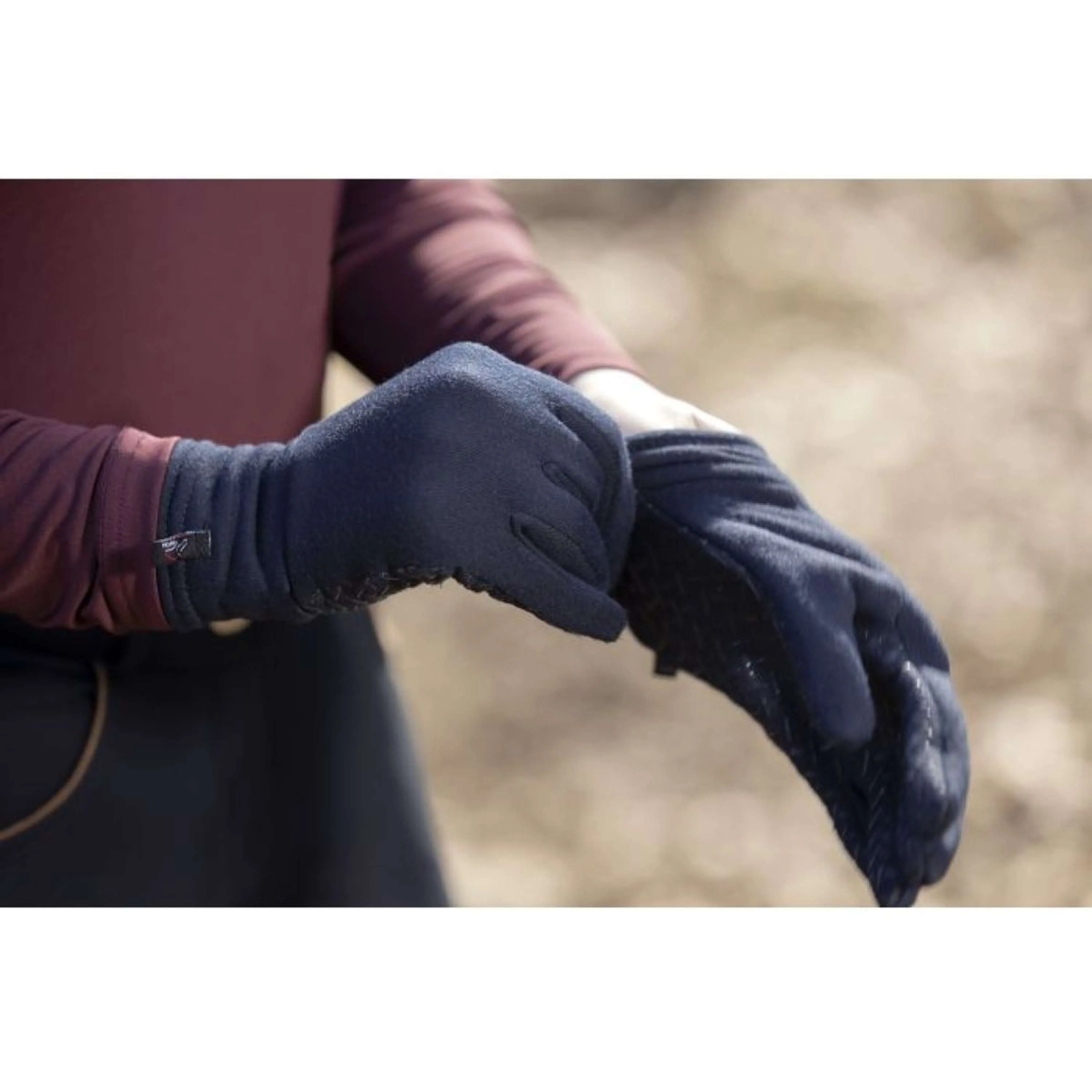 HKM Gants d'Équitation Polar Fleece Doublure Bleu Foncé - Image 3
