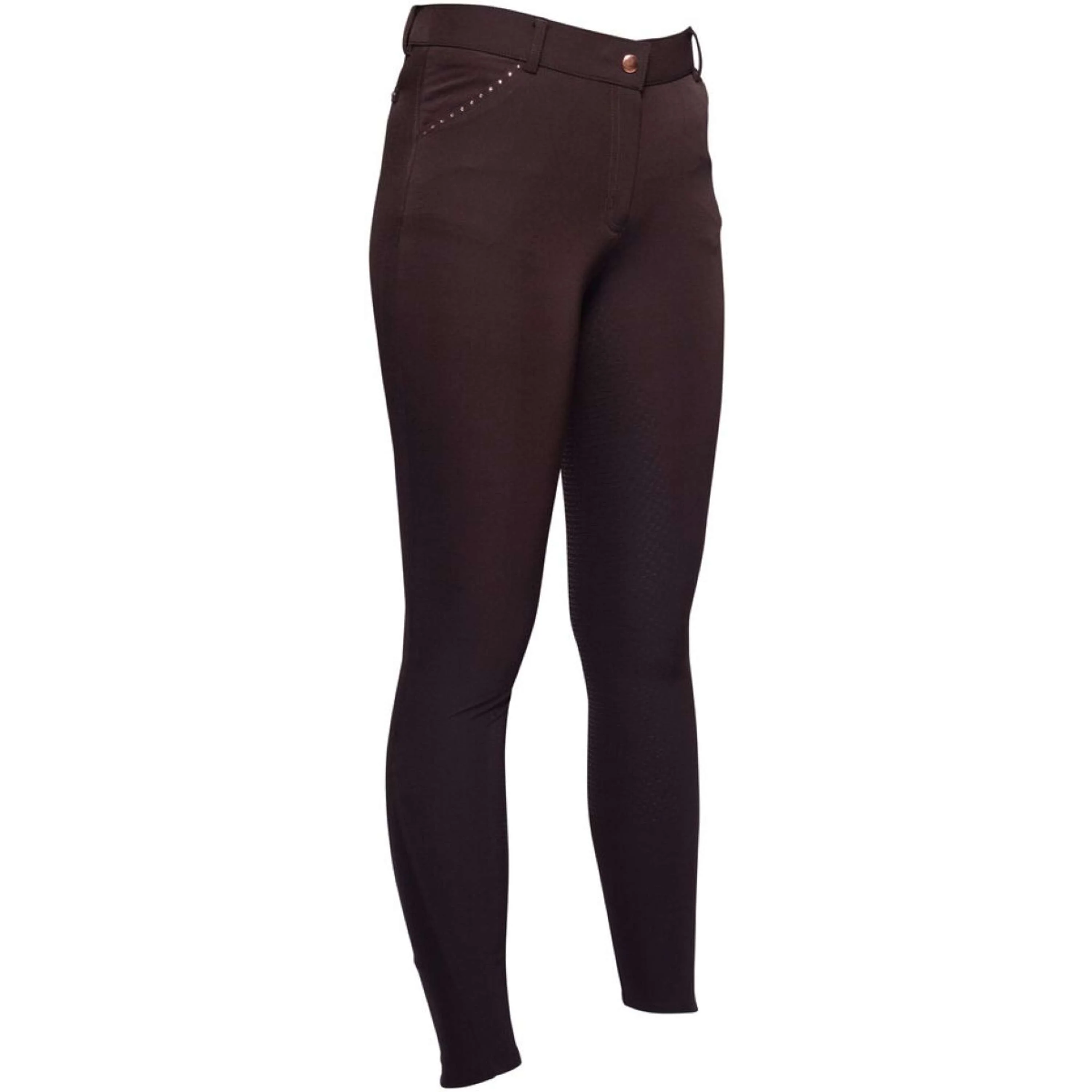 HKM Pantalon d'Équitation Rosegold Glamour Full Grip Marron/Or Rose - Image 2