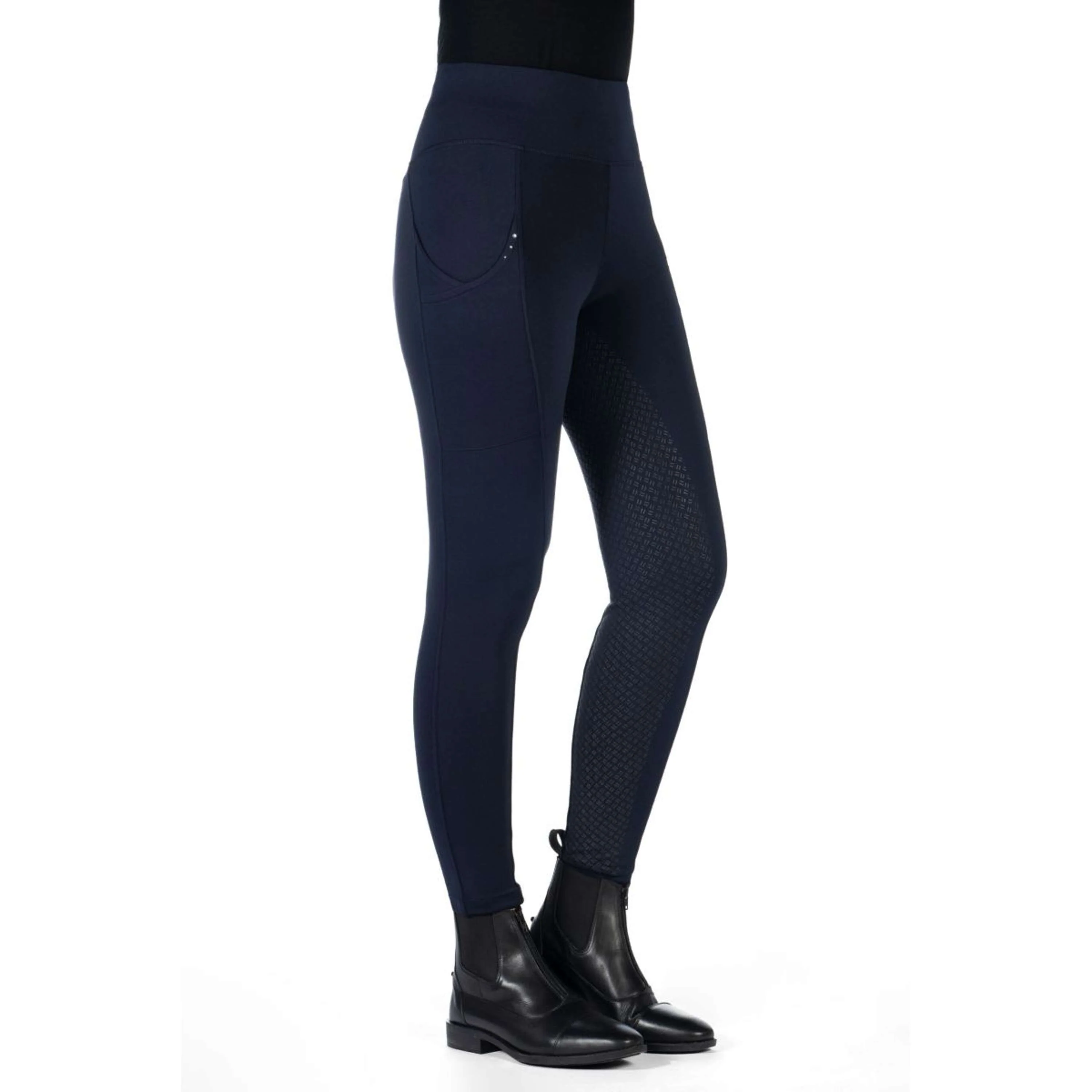 HKM RijleggingLegging d'Équitation Cosy II Full Grip Bleu Foncé - Image 2