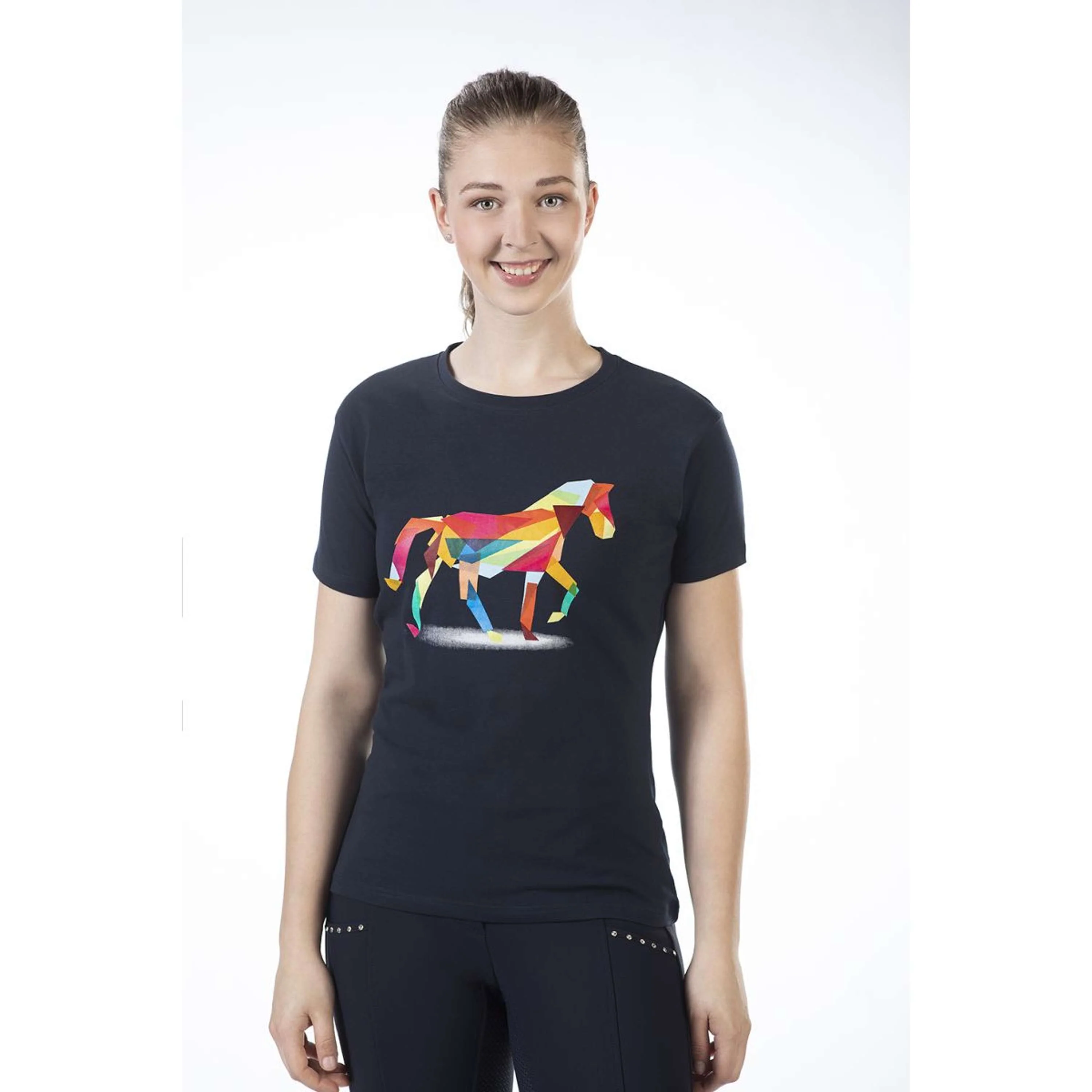 HKM T-Shirt Colourful Horse Bleu Foncé - Image 3