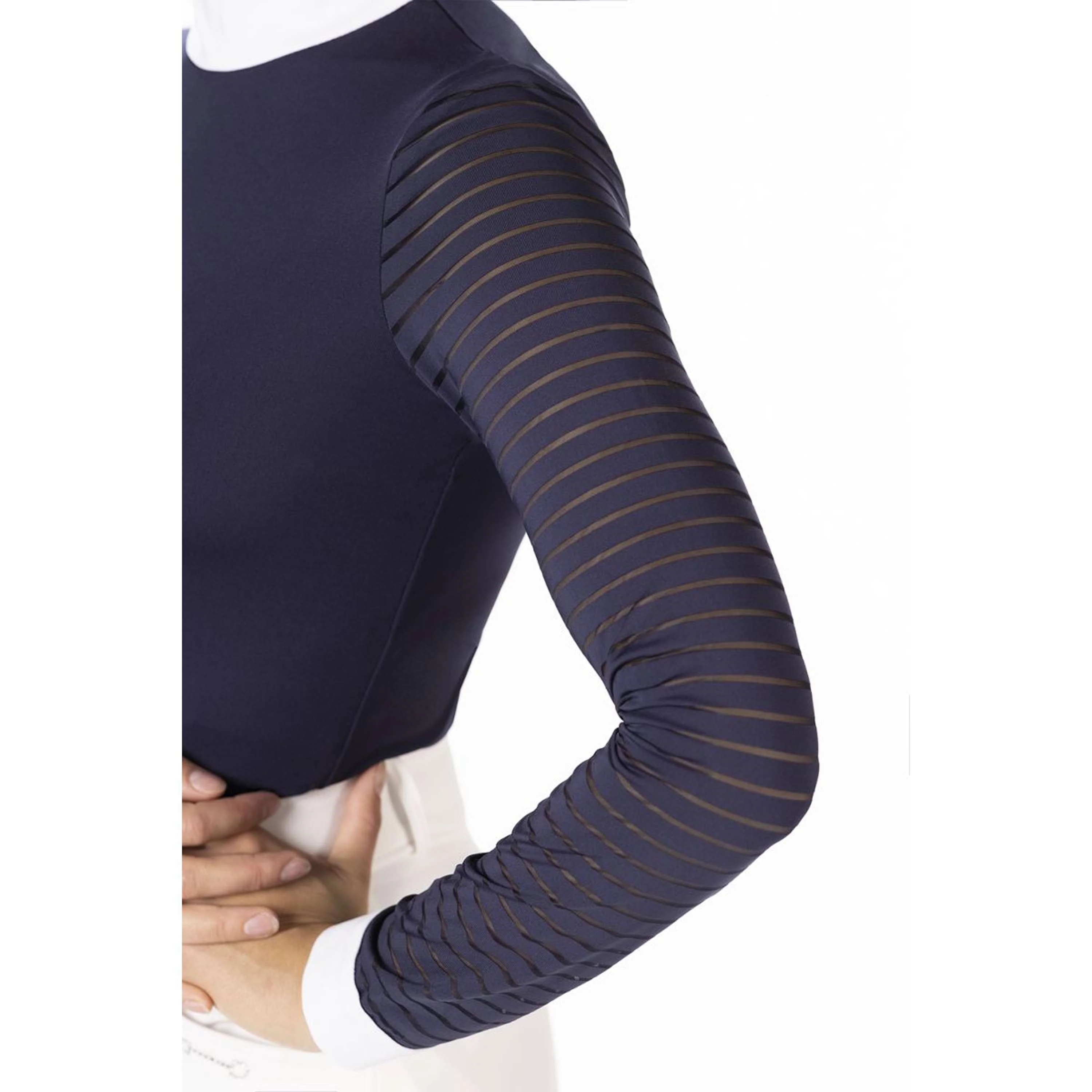HKM T-shirt de Concours Monaco Longue Manche Bleu Foncé - Image 3