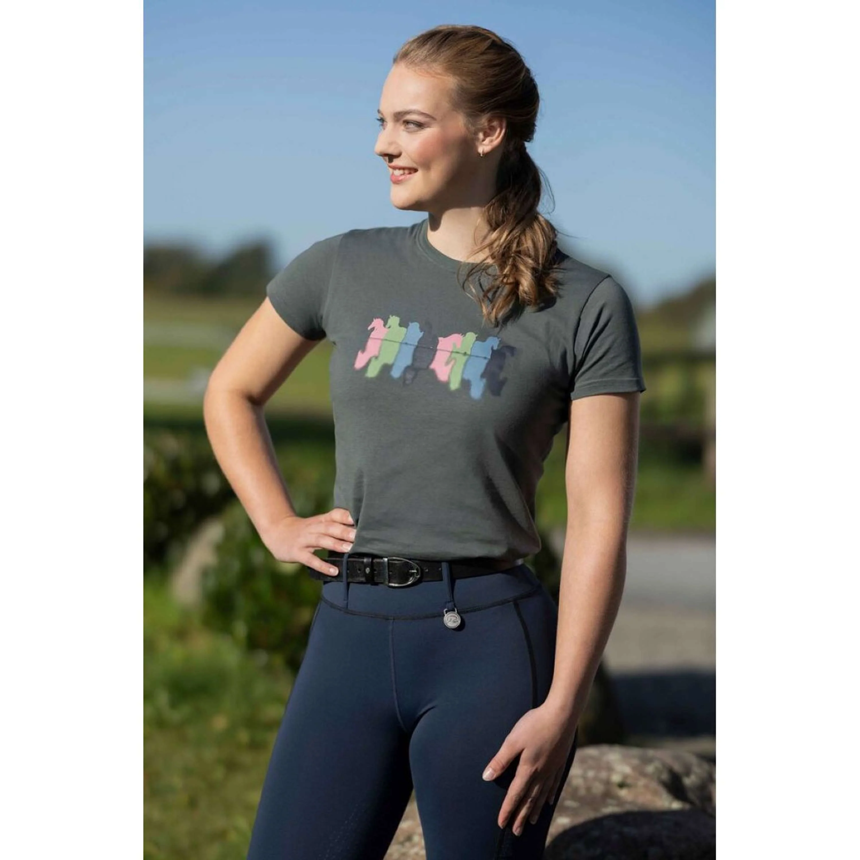 HKM T-Shirt Mirror Gris Vert - Image 2