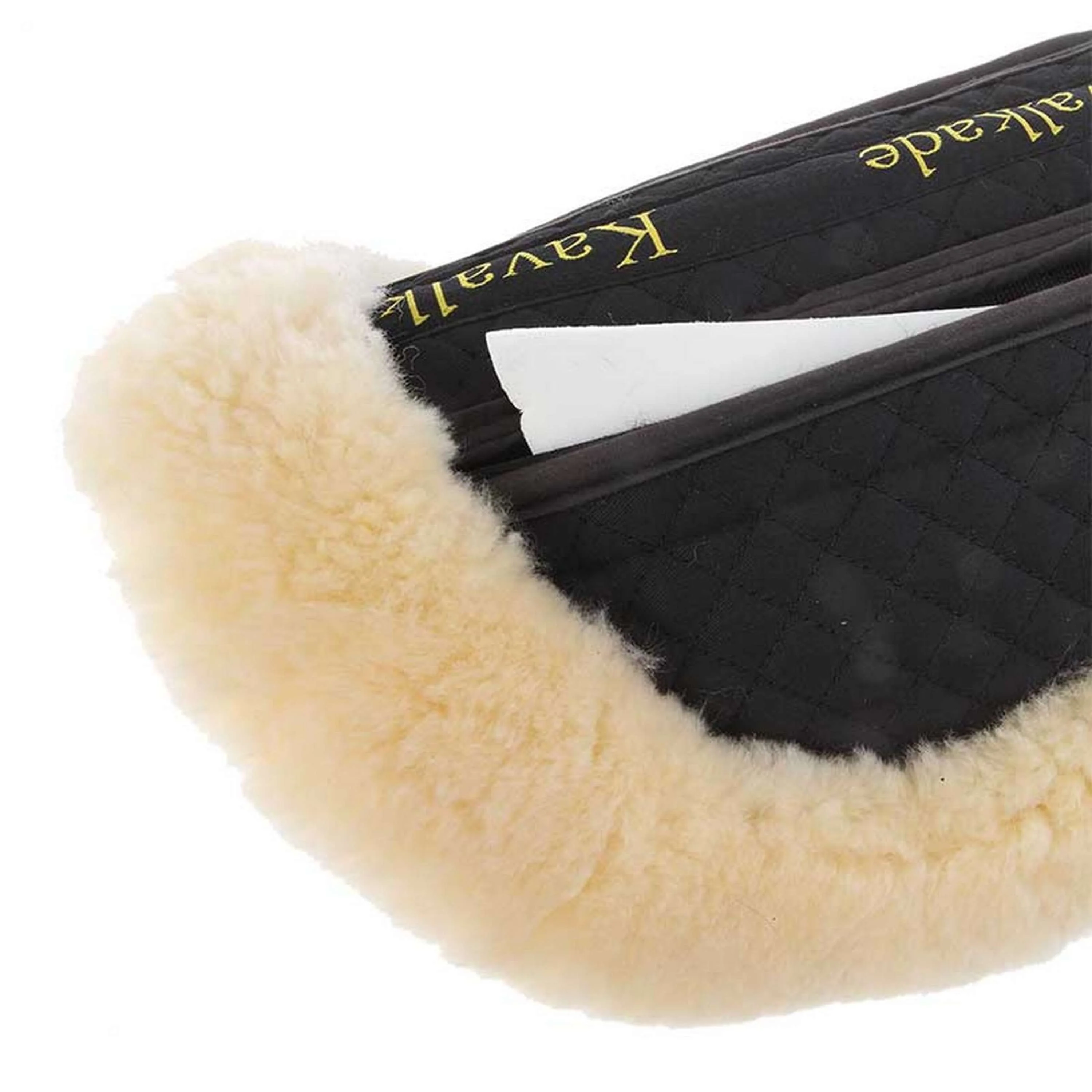 Kavalkade Tapis Sous-Selle avec Peau d'Agneau et Inserts Noir/Beige - Image 3