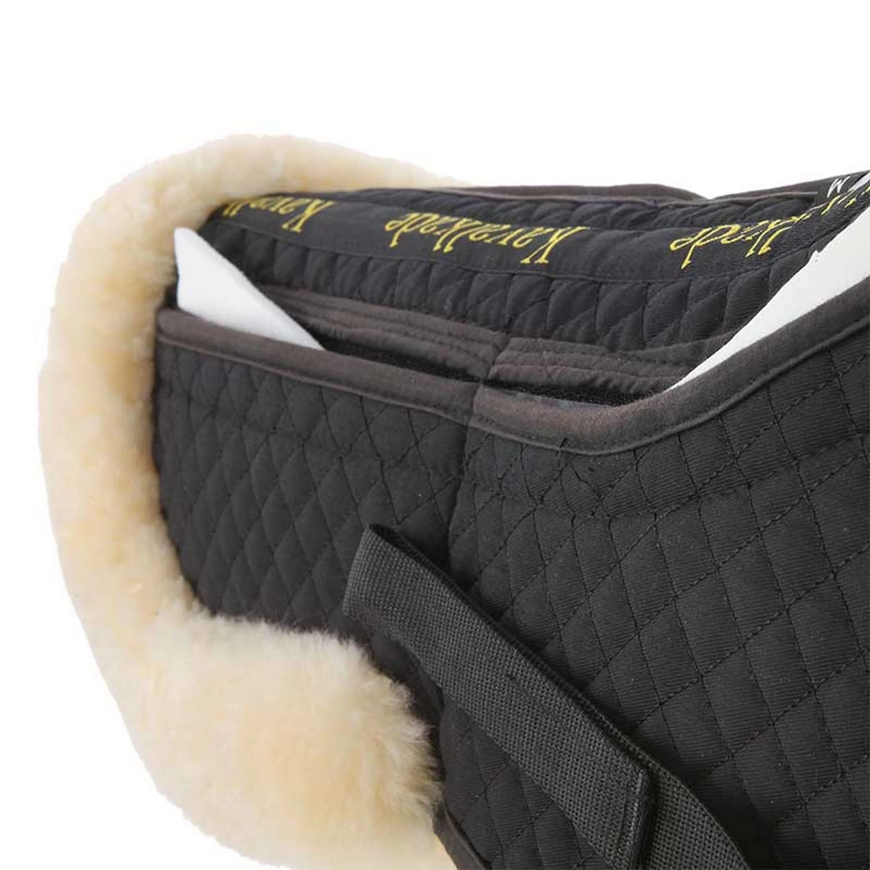 Kavalkade Tapis Sous-Selle avec Peau d'Agneau et Inserts Noir/Beige - Image 4