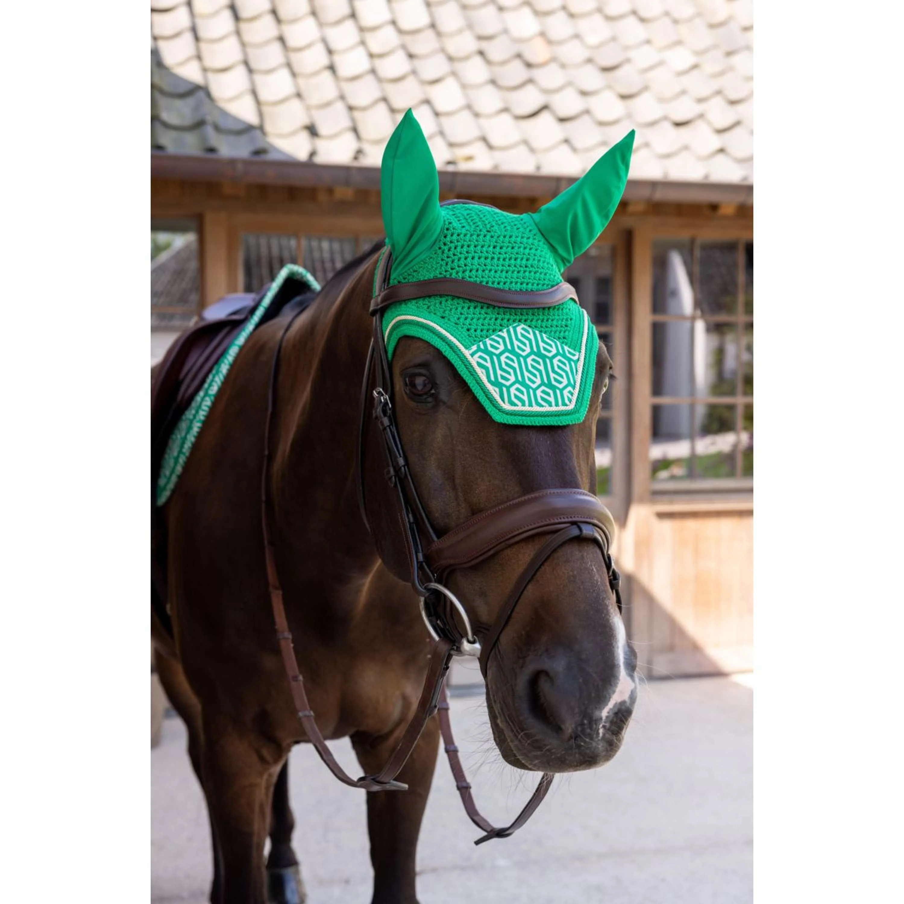 Kentucky Bonnet Anti-Mouches Wellington Velvet Maze Cipher Blanc/Vert - Image 3