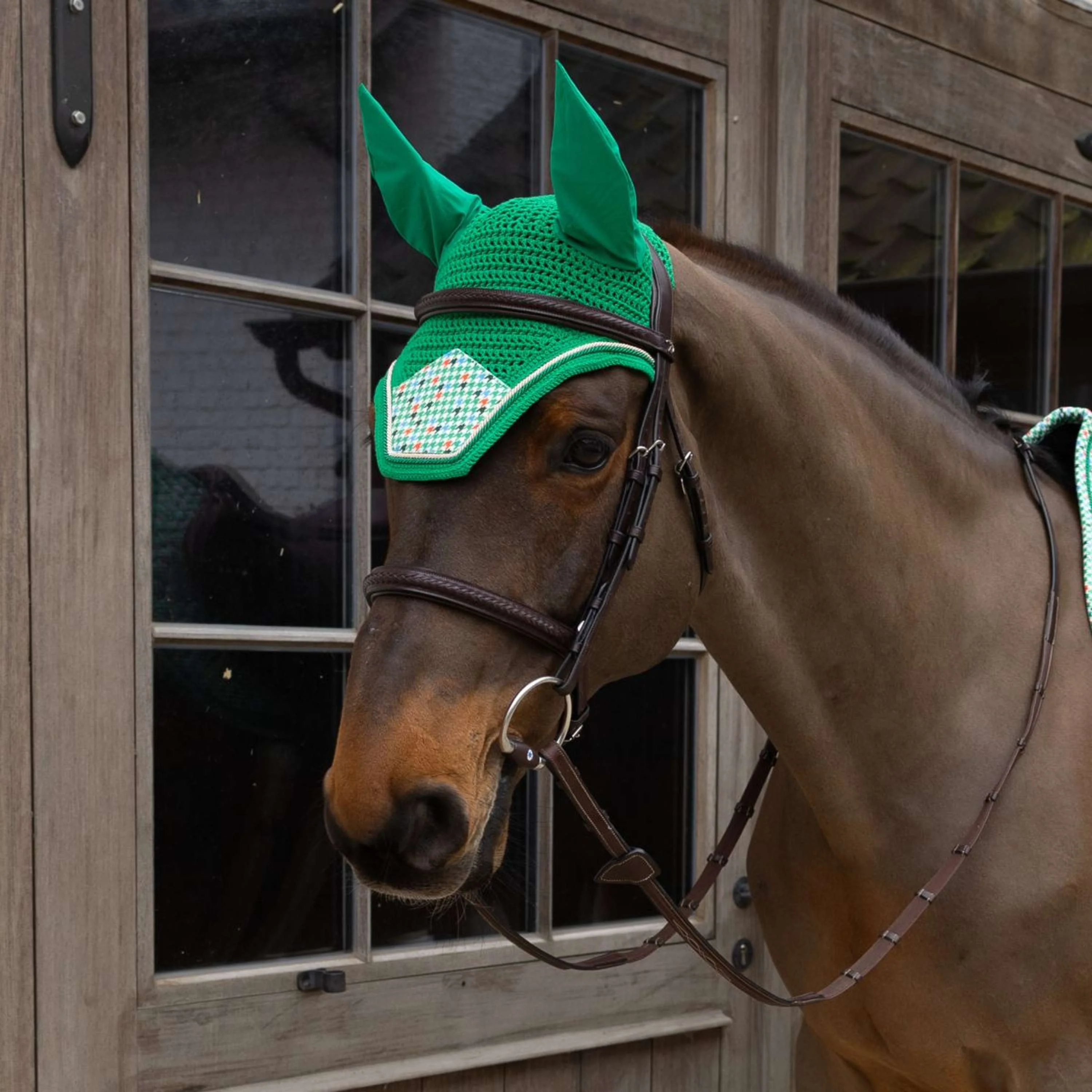 Kentucky Bonnet Anti-Mouches Wellington Velvet Pied De Poule Vert clair - Image 2