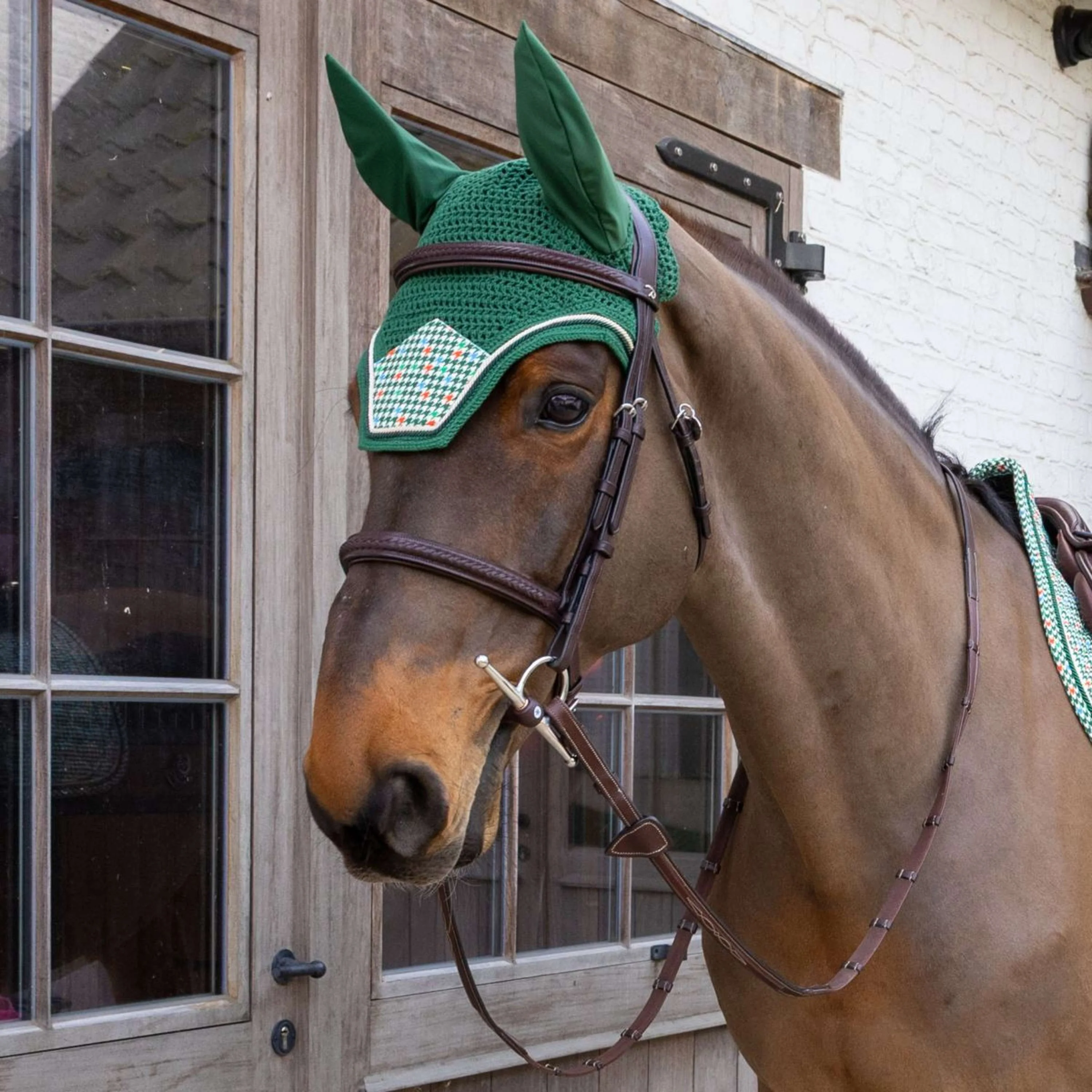 Kentucky Bonnet Anti-Mouches Wellington Velvet Pied De Poule Vert foncé - Image 2
