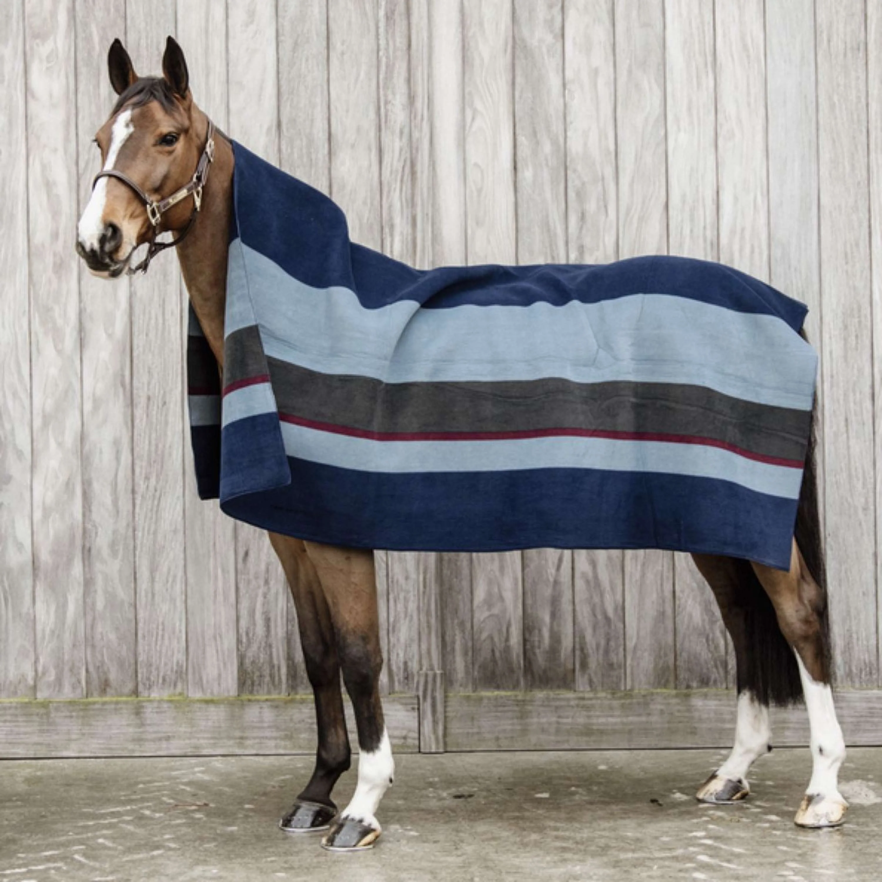 Kentucky Couverture Polaire Heavy Square Stripes Marine/Gris Dots - Image 2