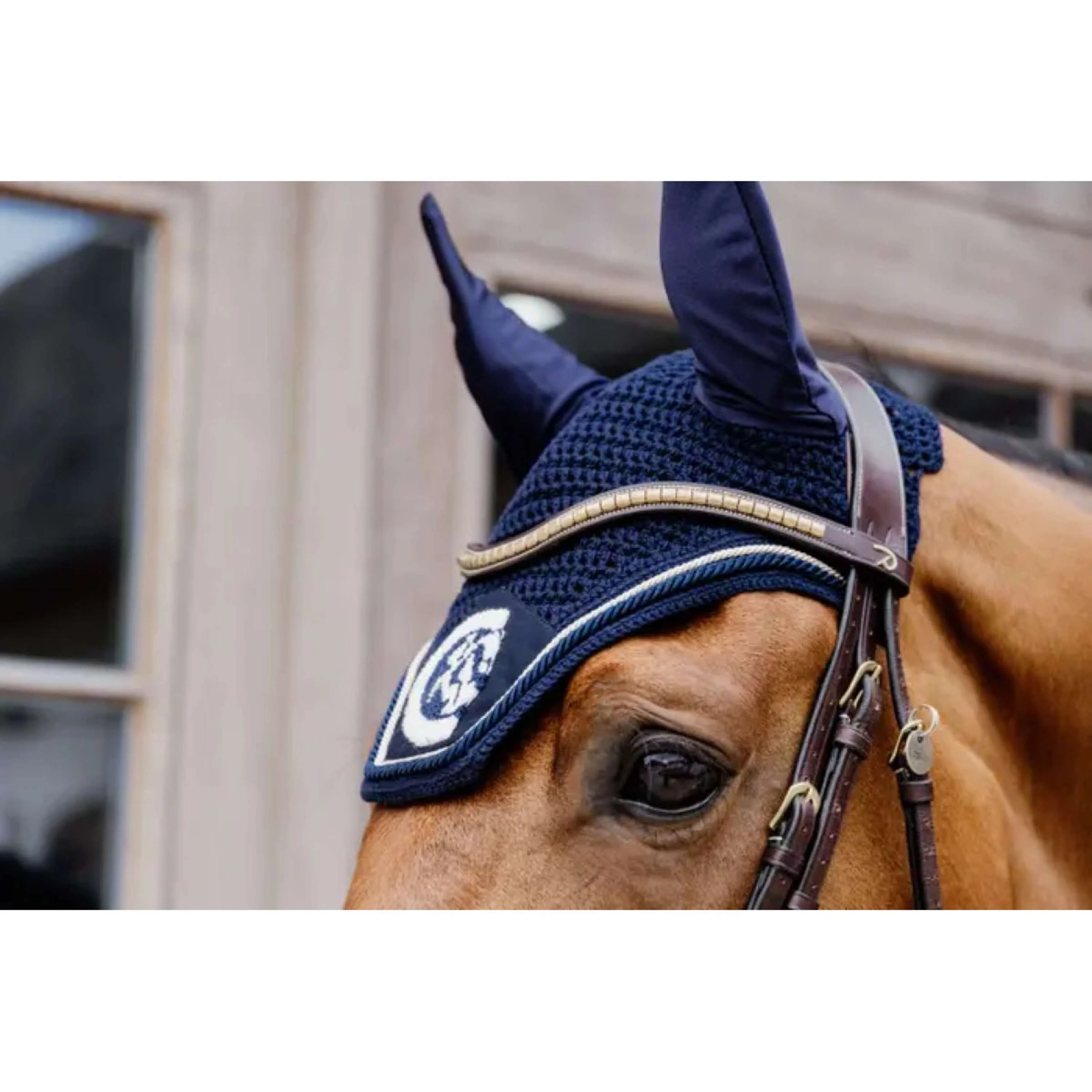 Kentucky Horsewear Bonnet Anti-Mouches Wellington 3D Logo Marin - Image 3