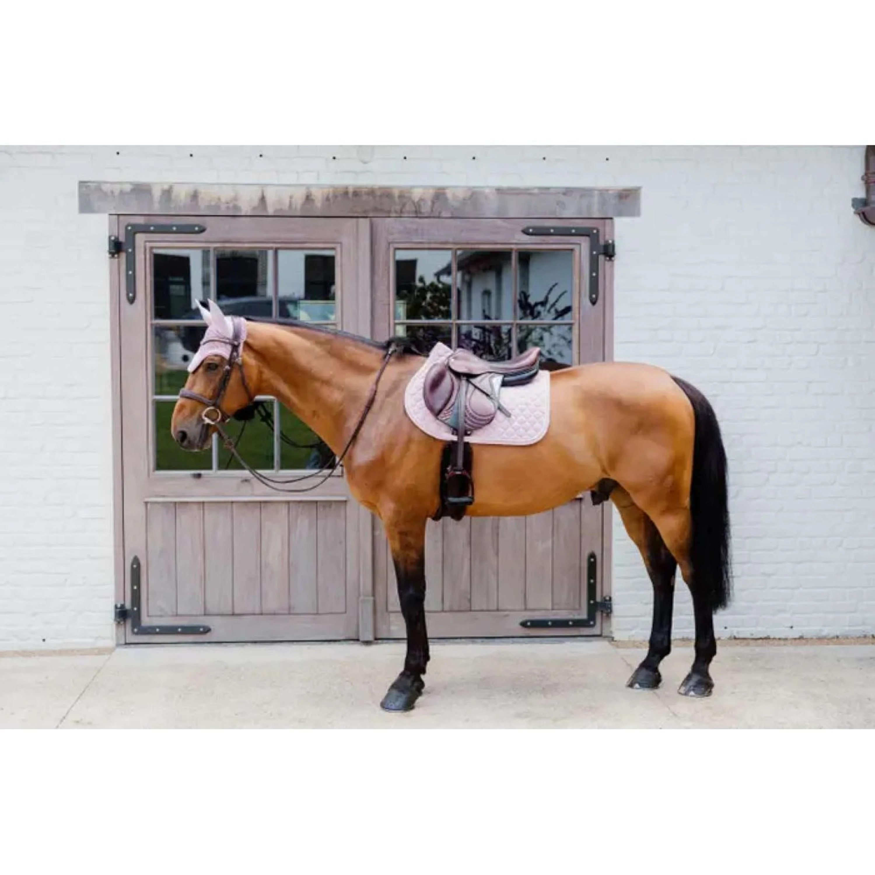 Kentucky Horsewear Bonnet Anti-Mouches Wellington 3D Logo Rose clair - Image 3