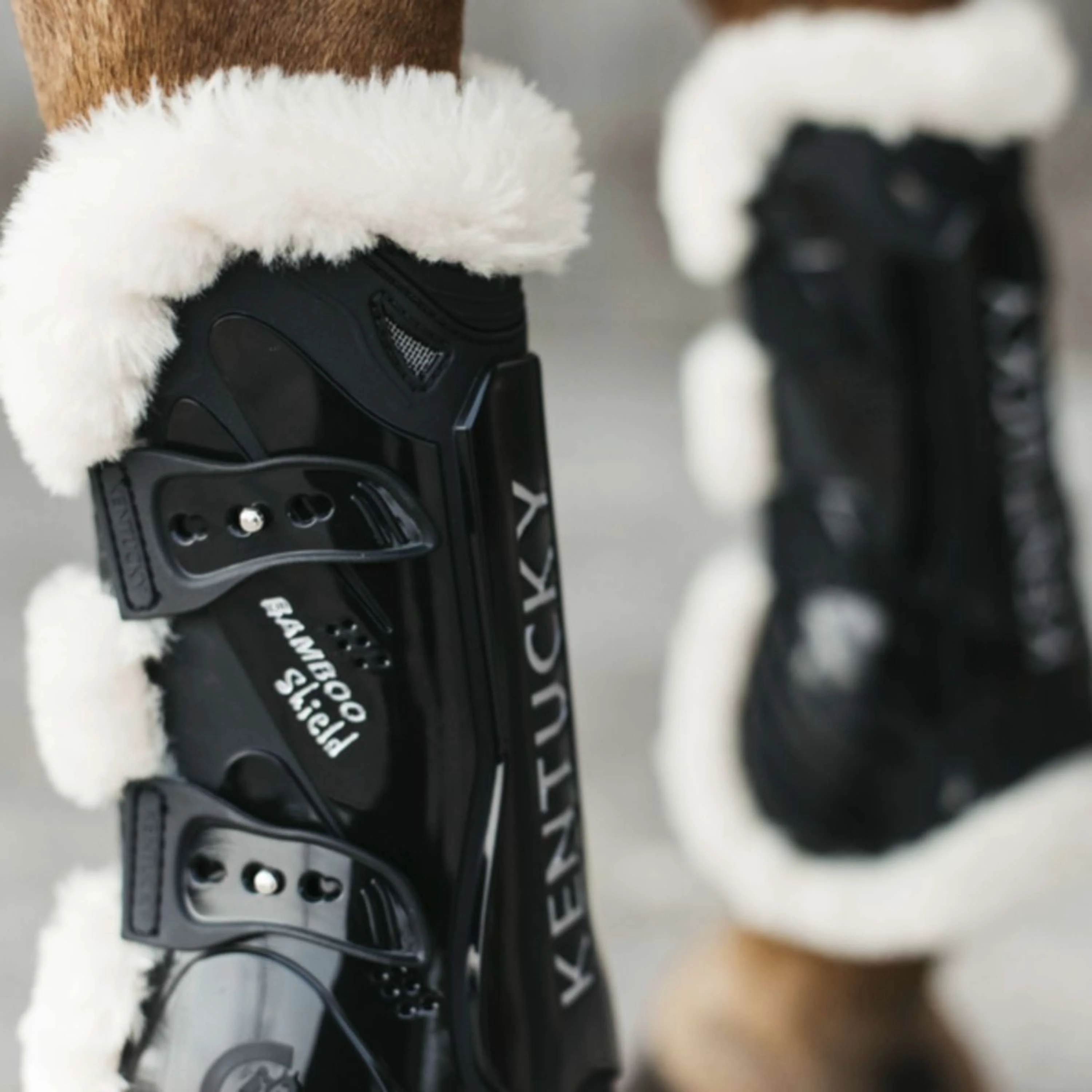 Kentucky Horsewear Protèges-Tendons Bamboo Elastic Vegan Sheepskin Noir - Image 2