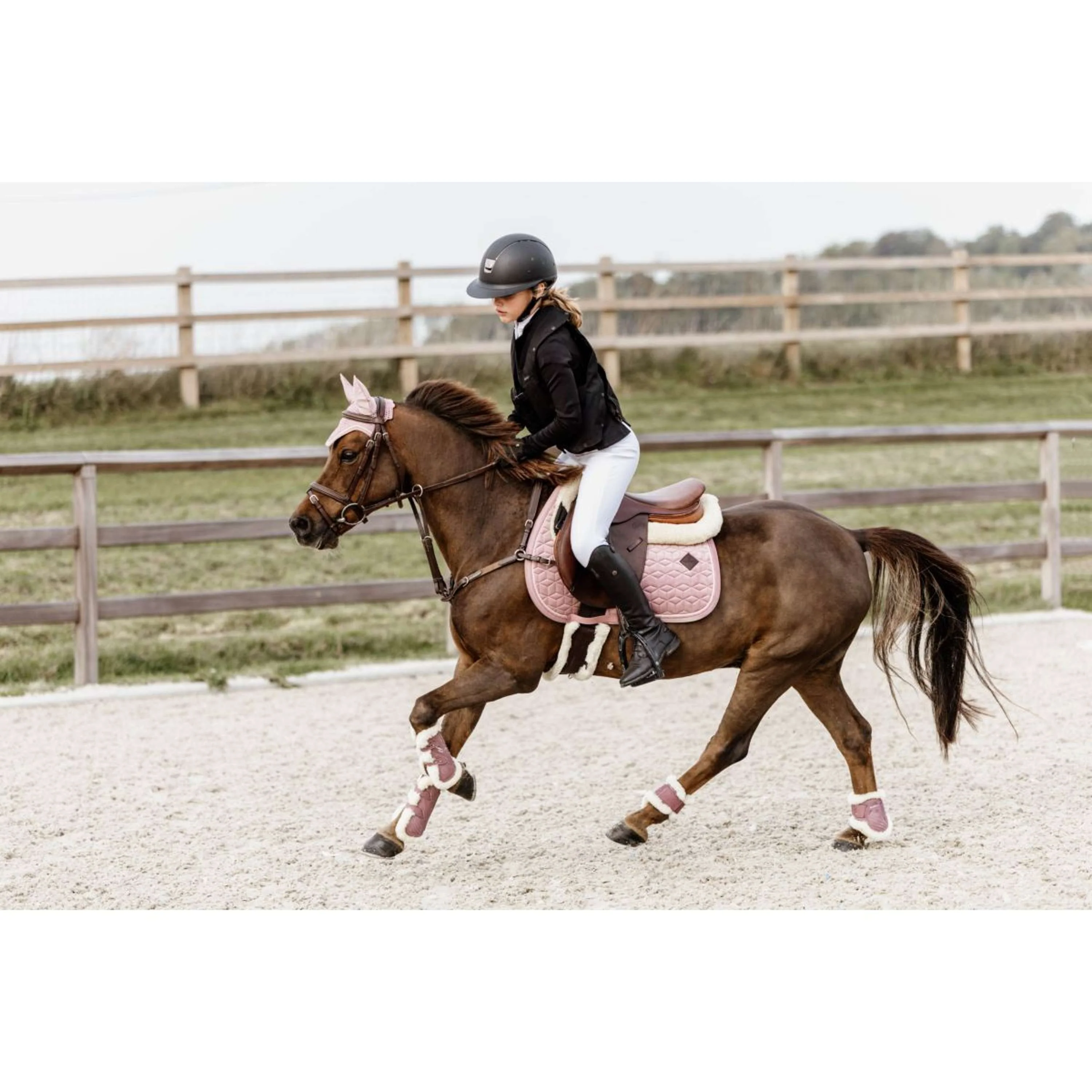 Kentucky Horsewear Protèges-Tendons Bamboo Elastic Vegan Sheepskin Rose Vieux - Image 5
