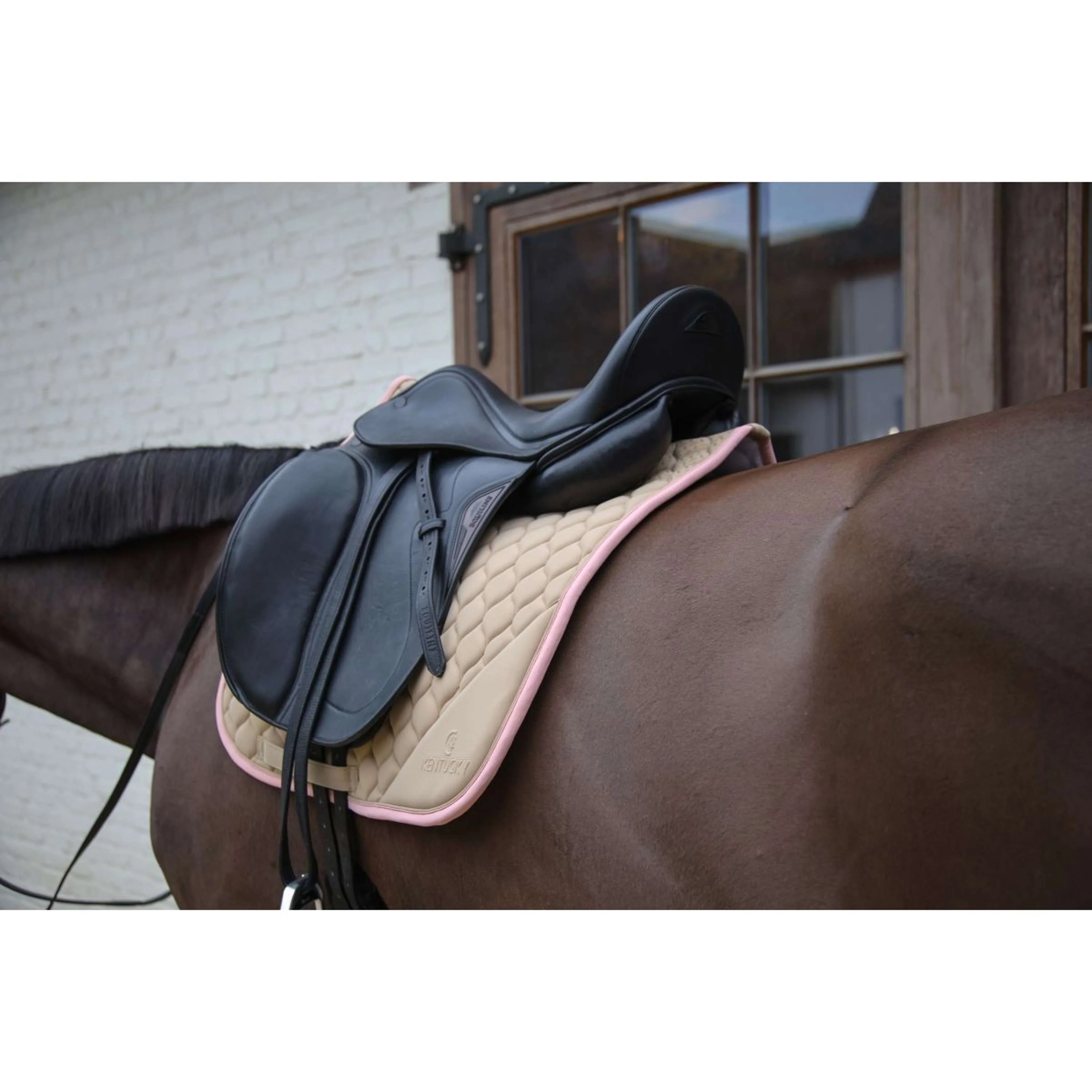 Kentucky Horsewear Tapis de Selle Softshell Onion Quilt Dressage Beige/Vieux Rose - Image 5