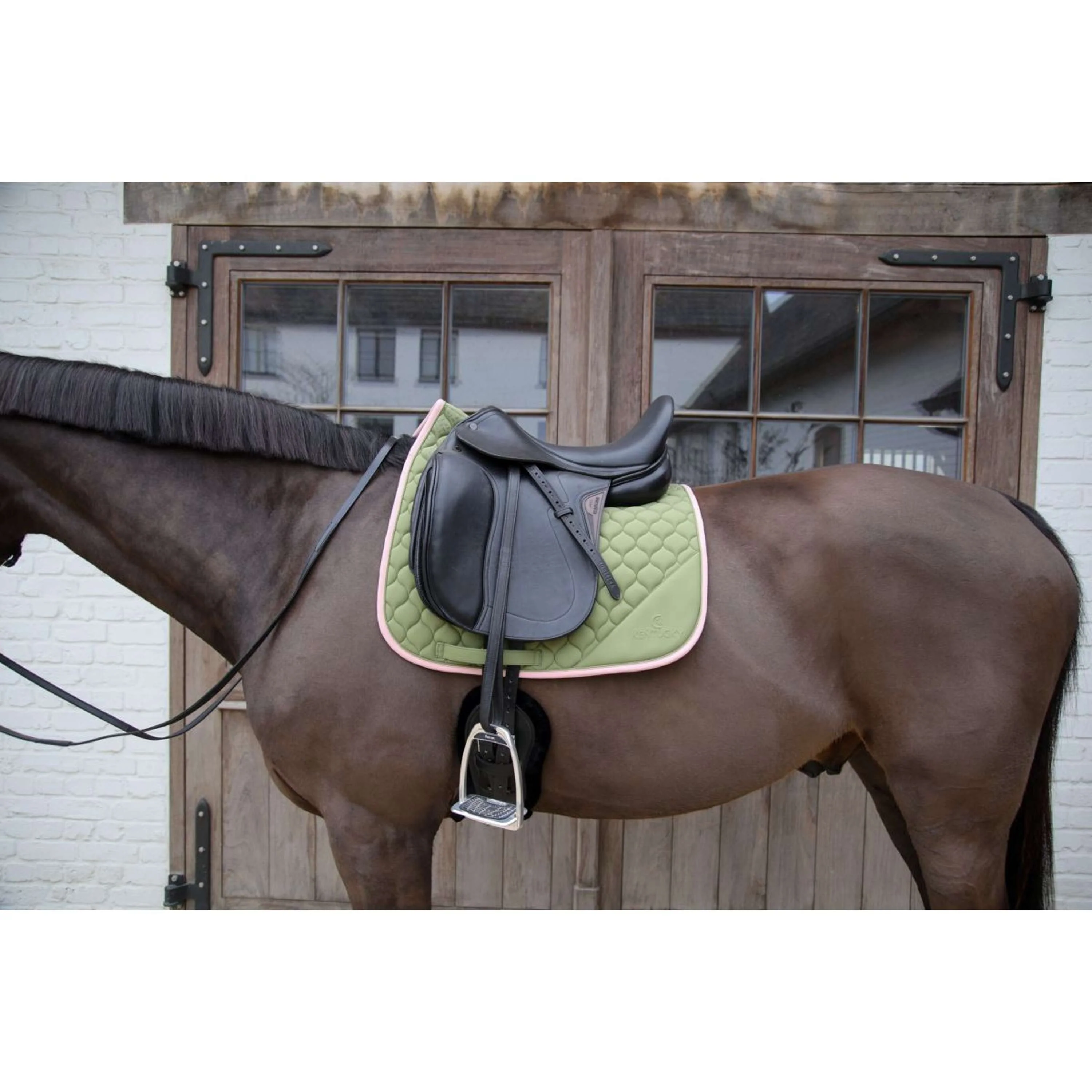 Kentucky Horsewear Tapis de Selle Softshell Onion Quilt Dressage Kaki/Vieux Rose - Image 4