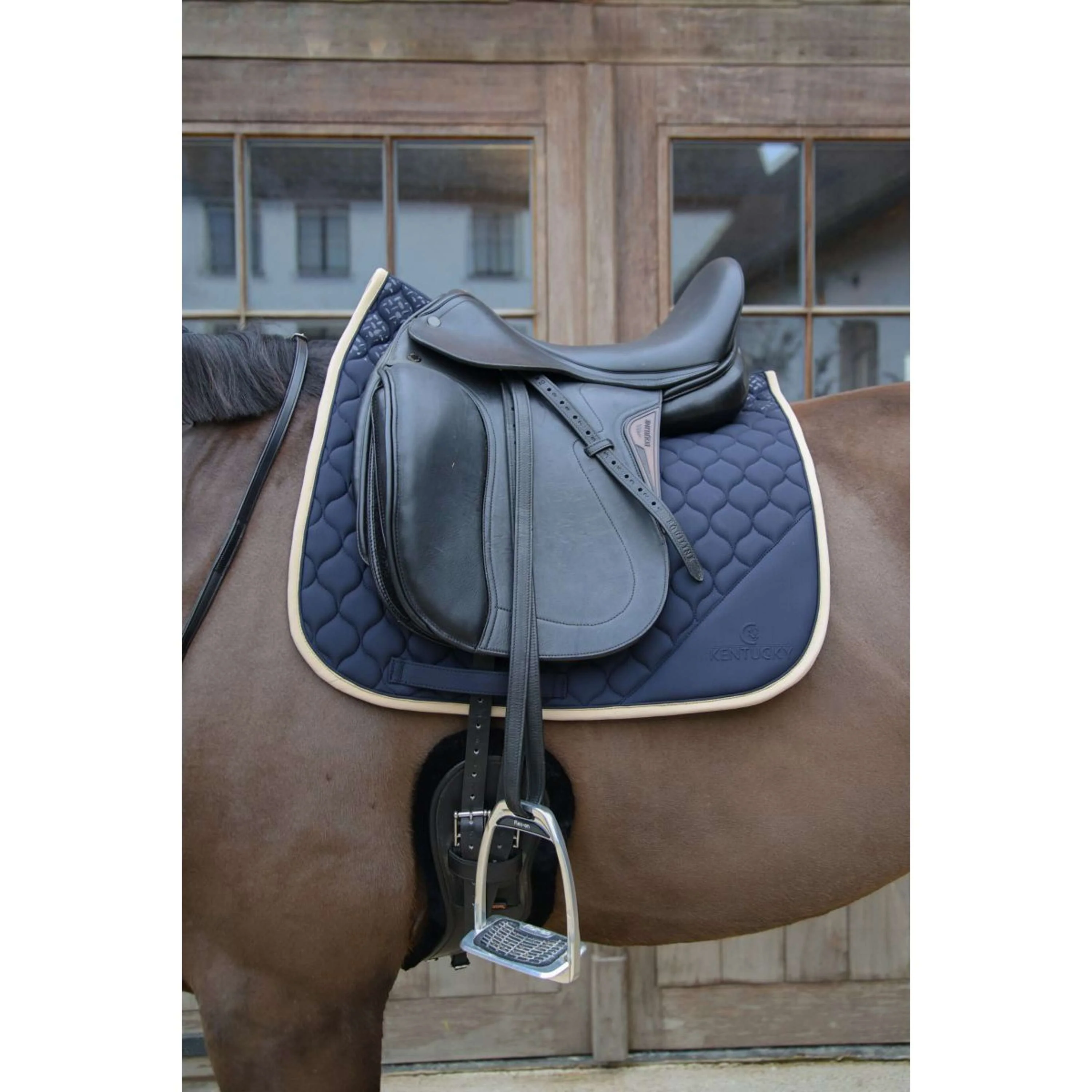 Kentucky Horsewear Tapis de Selle Softshell Onion Quilt Dressage Marin/Beige - Image 2