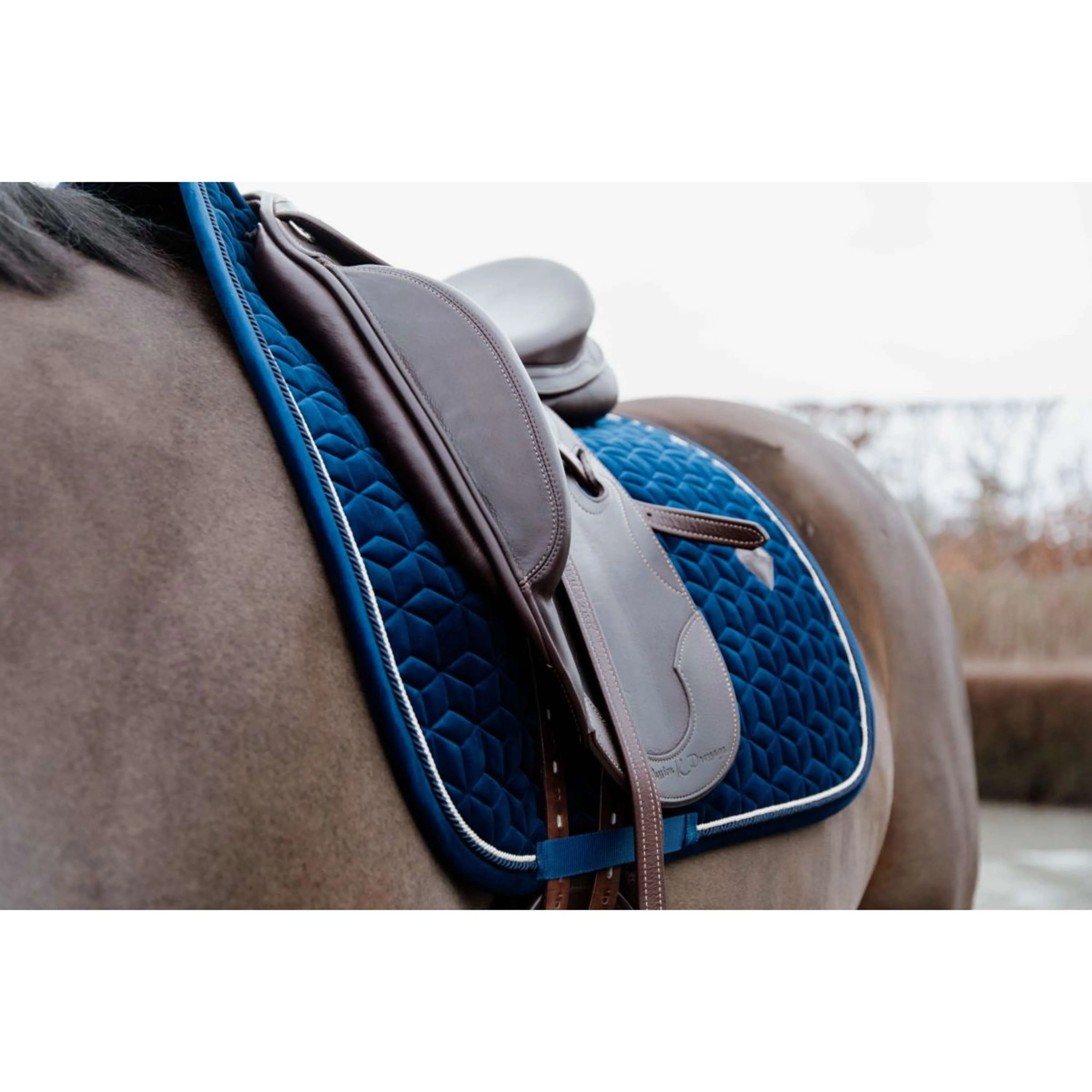Kentucky Tapis de Selle Basic Velvet Dressage Marin - Image 3