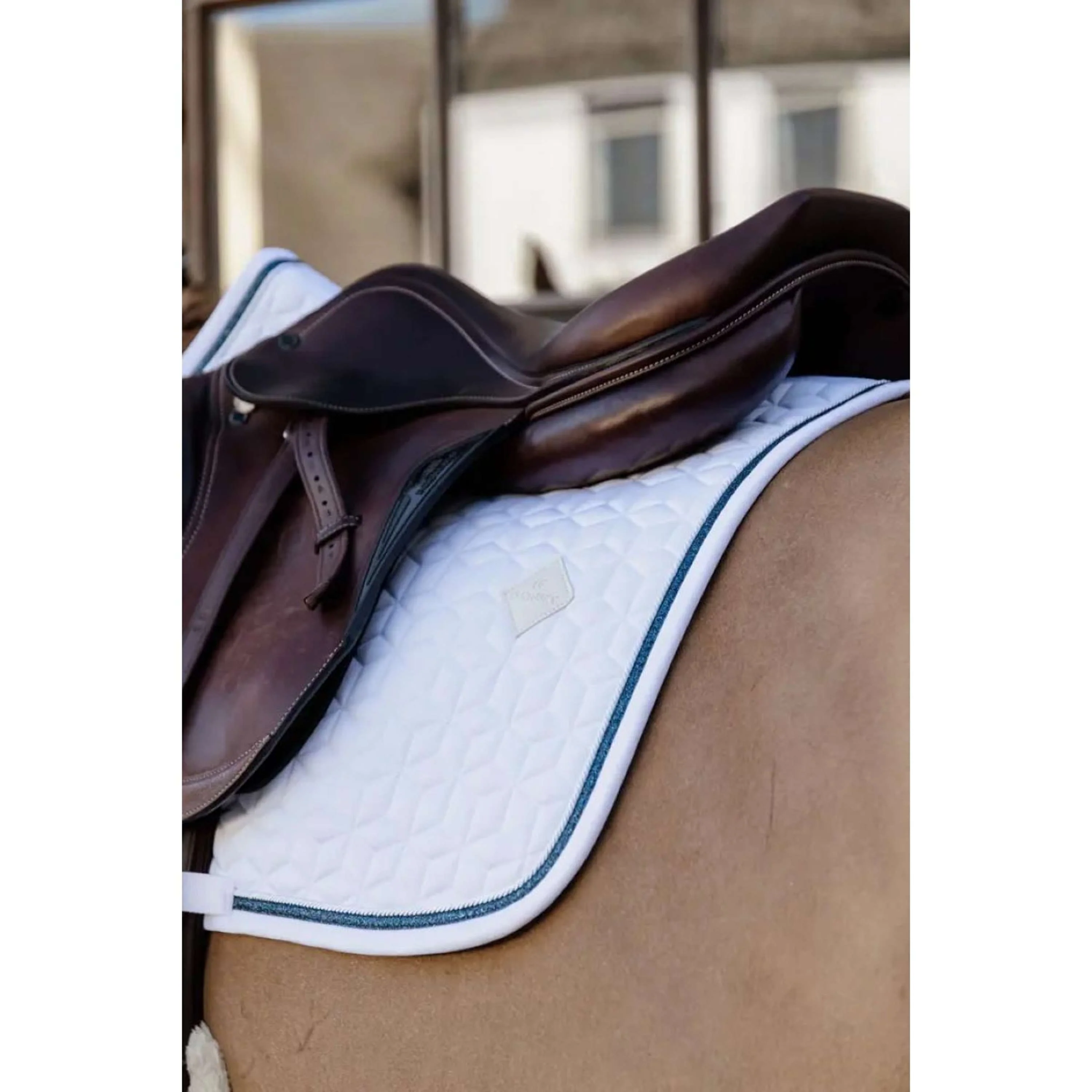 Kentucky Tapis de Selle Glitter Rope de Saut blanc/marine - Image 4