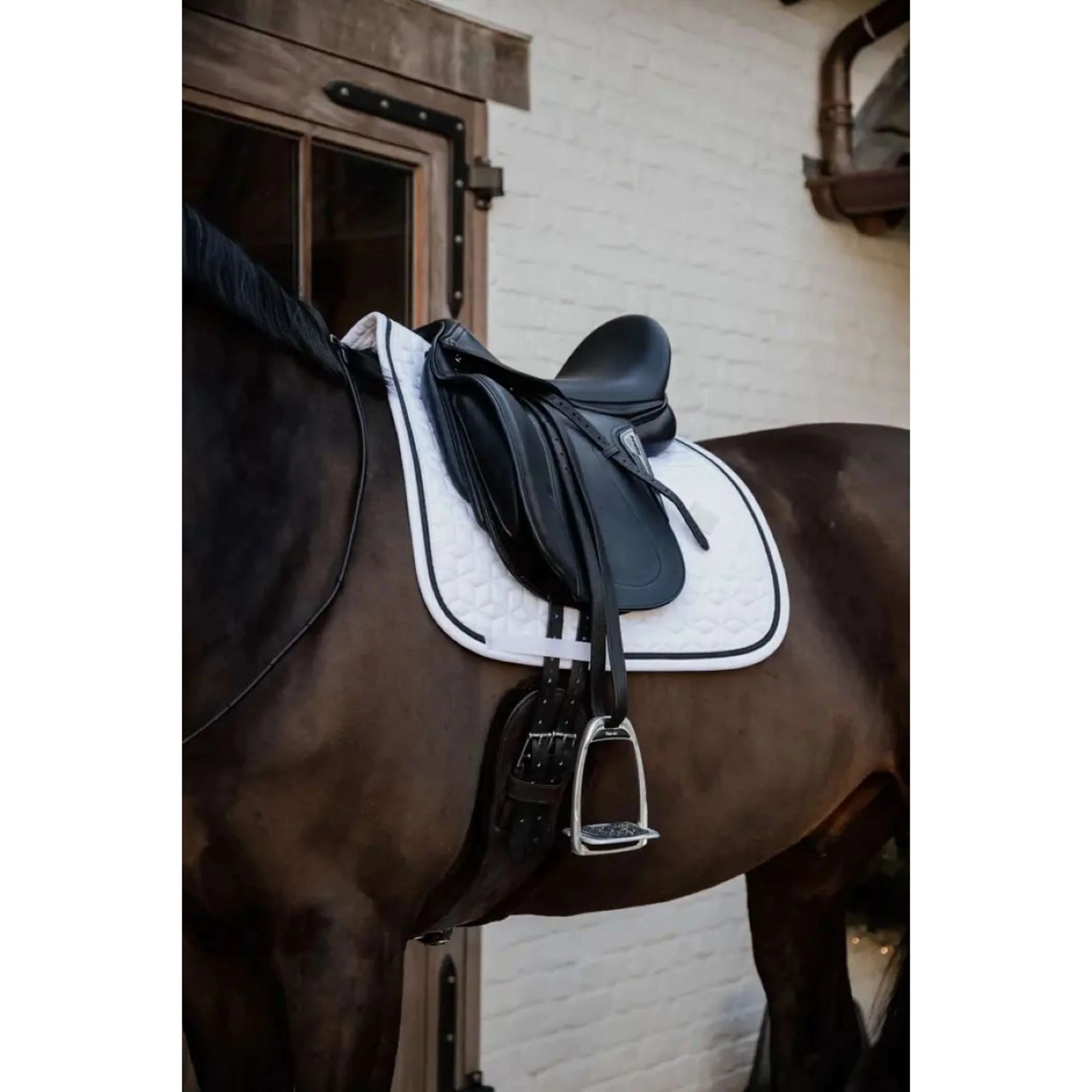 Kentucky Tapis de Selle Glitter Rope Dressage Blanc/Noir - Image 4