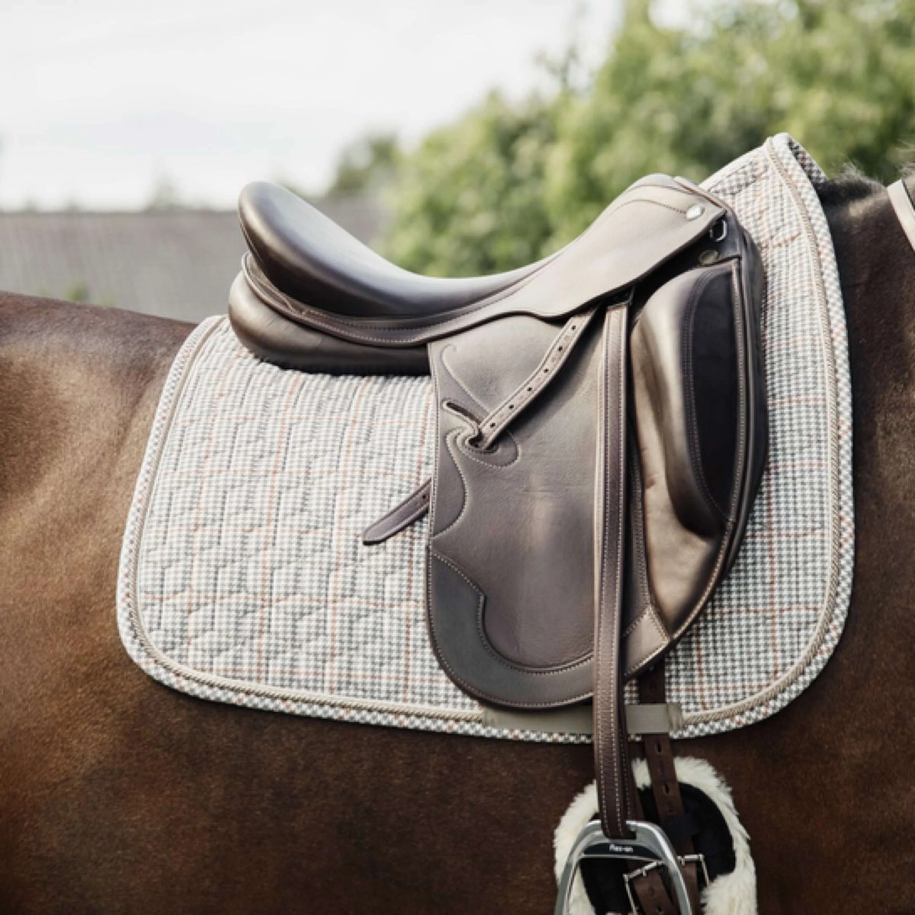 Kentucky Tapis de Selle Pied-de-Poule Dressage Beige - Image 2