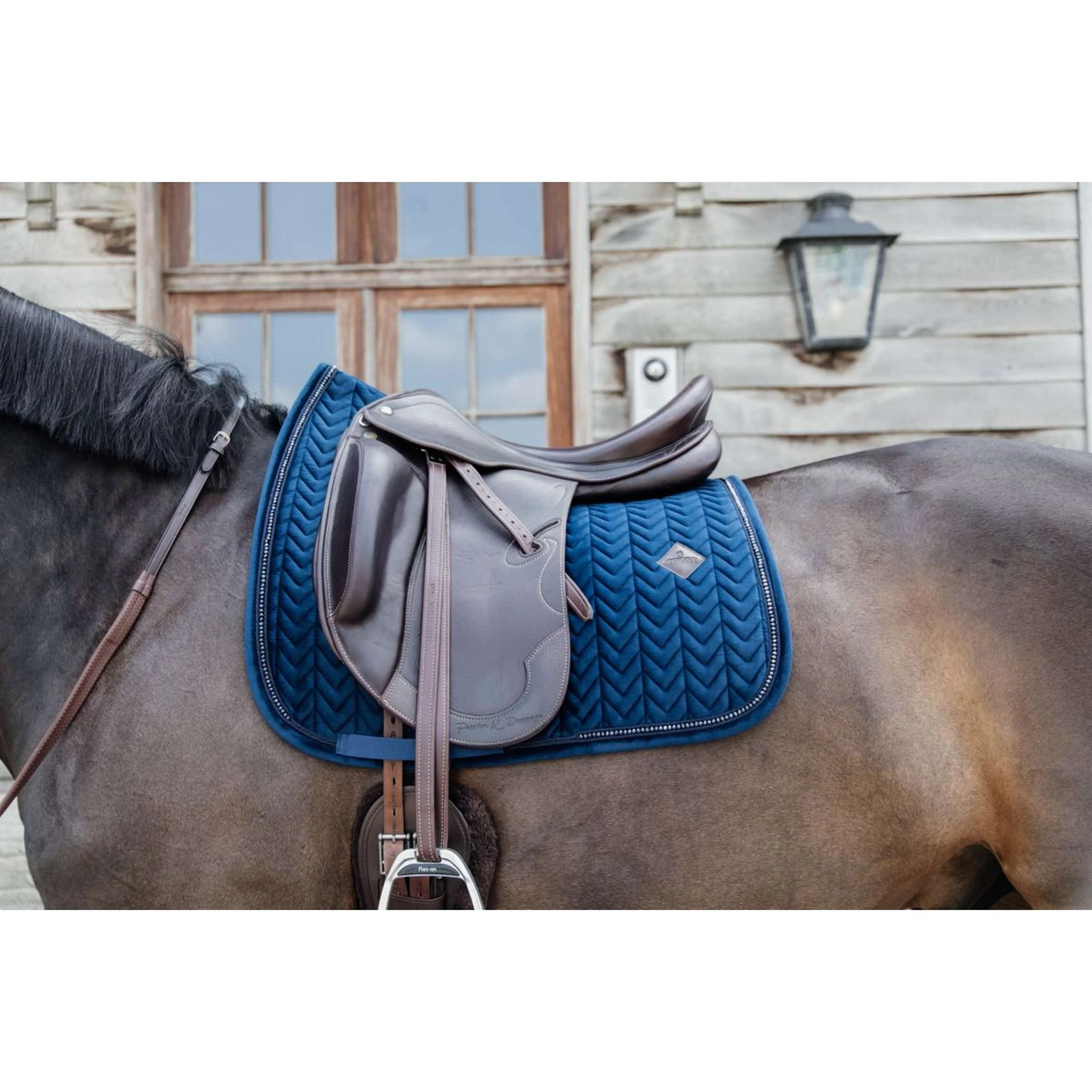 Kentucky Tapis de Selle velours Pearls Dressage Marin - Image 2