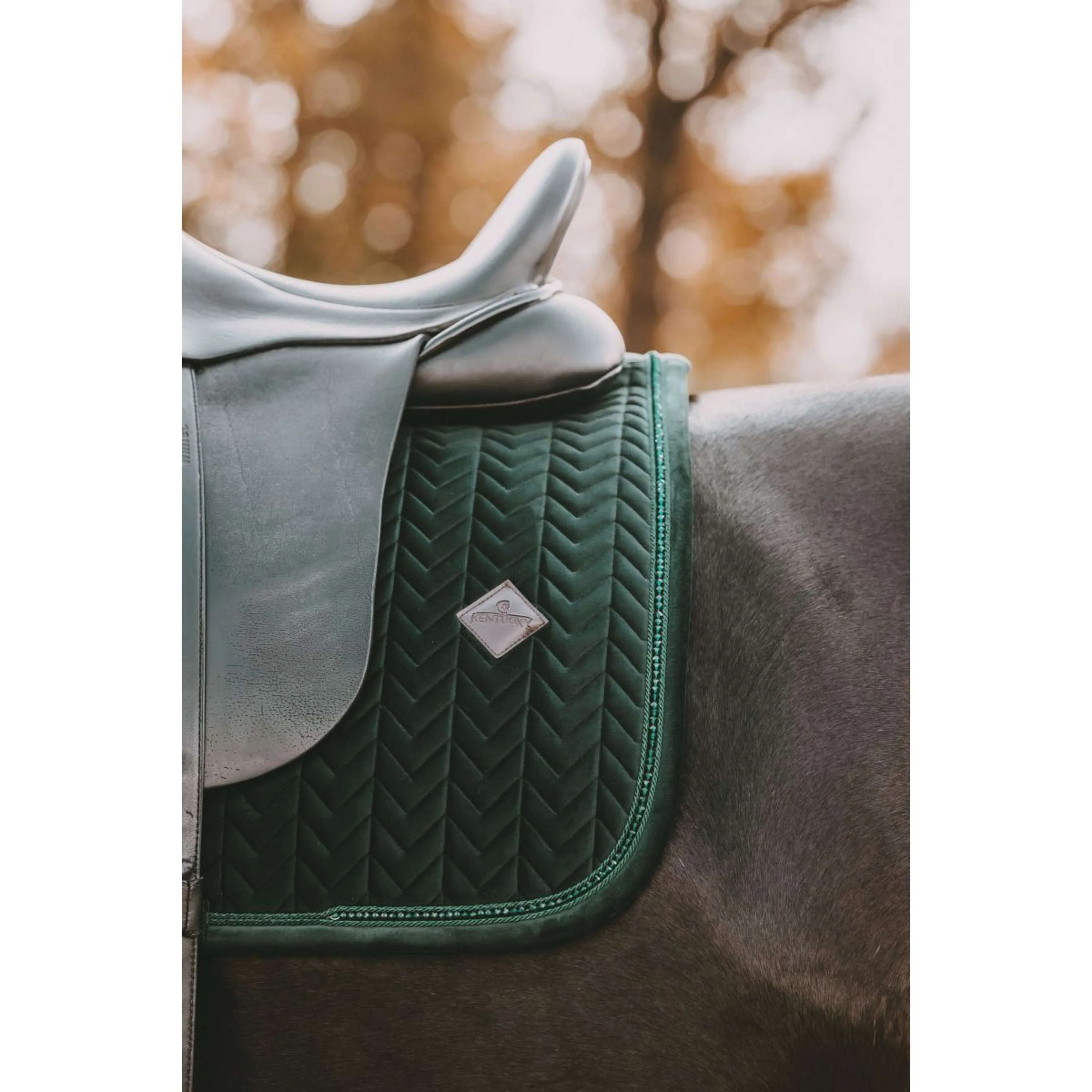 Kentucky Tapis de Selle velours Pearls Dressage Pine Green - Image 5