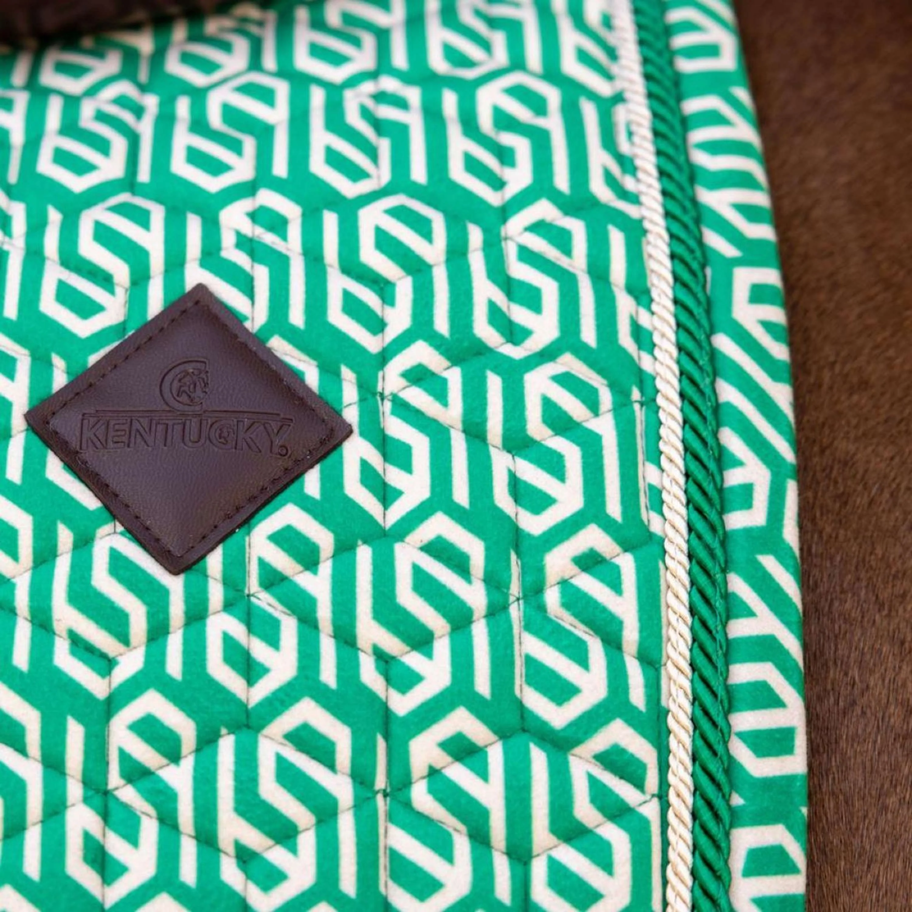 Kentucky Tapis de Selle Velvet Maze Cipher de Saut Blanc/Vert - Image 3