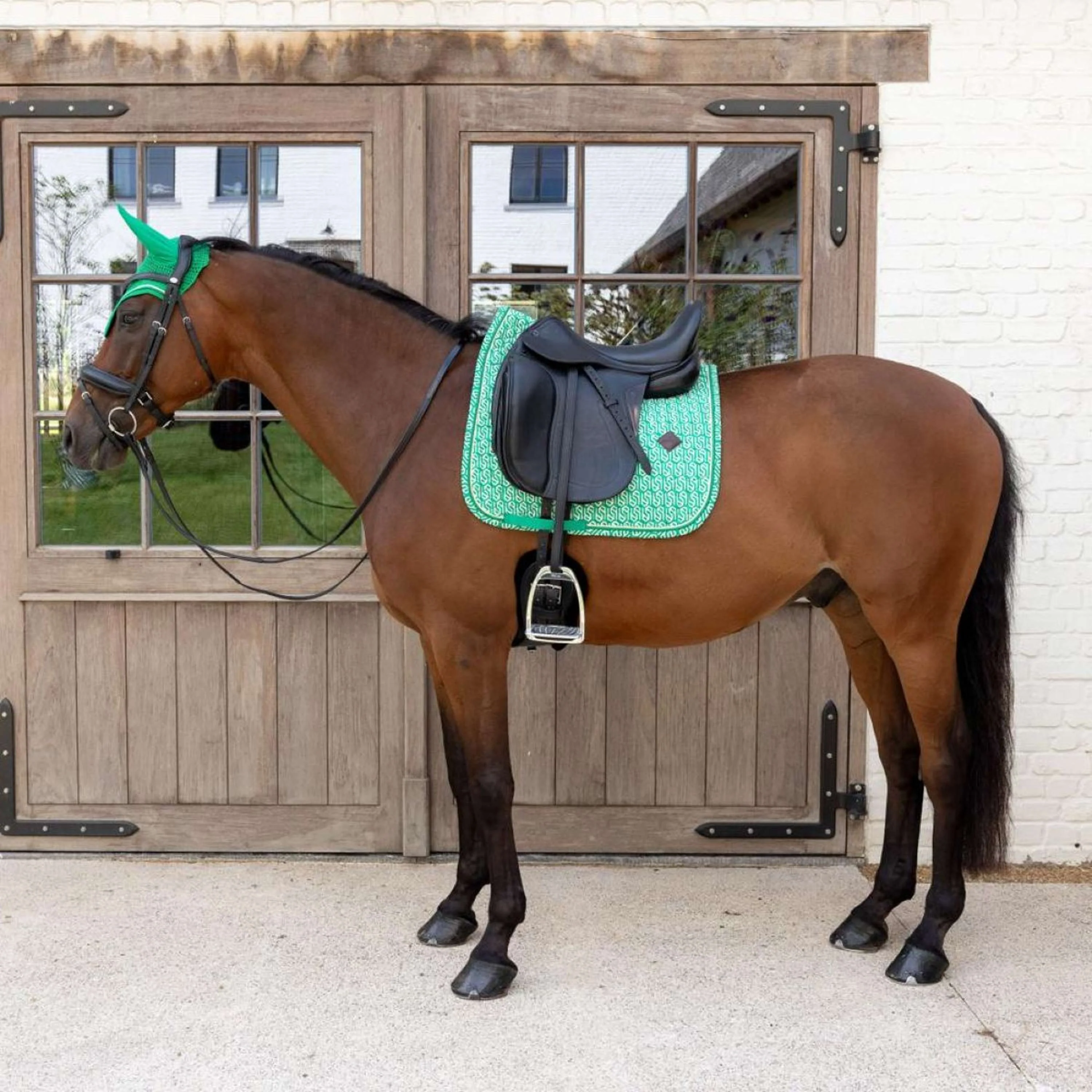 Kentucky Tapis de Selle Velvet Maze Cipher Dressage Blanc/Vert - Image 3