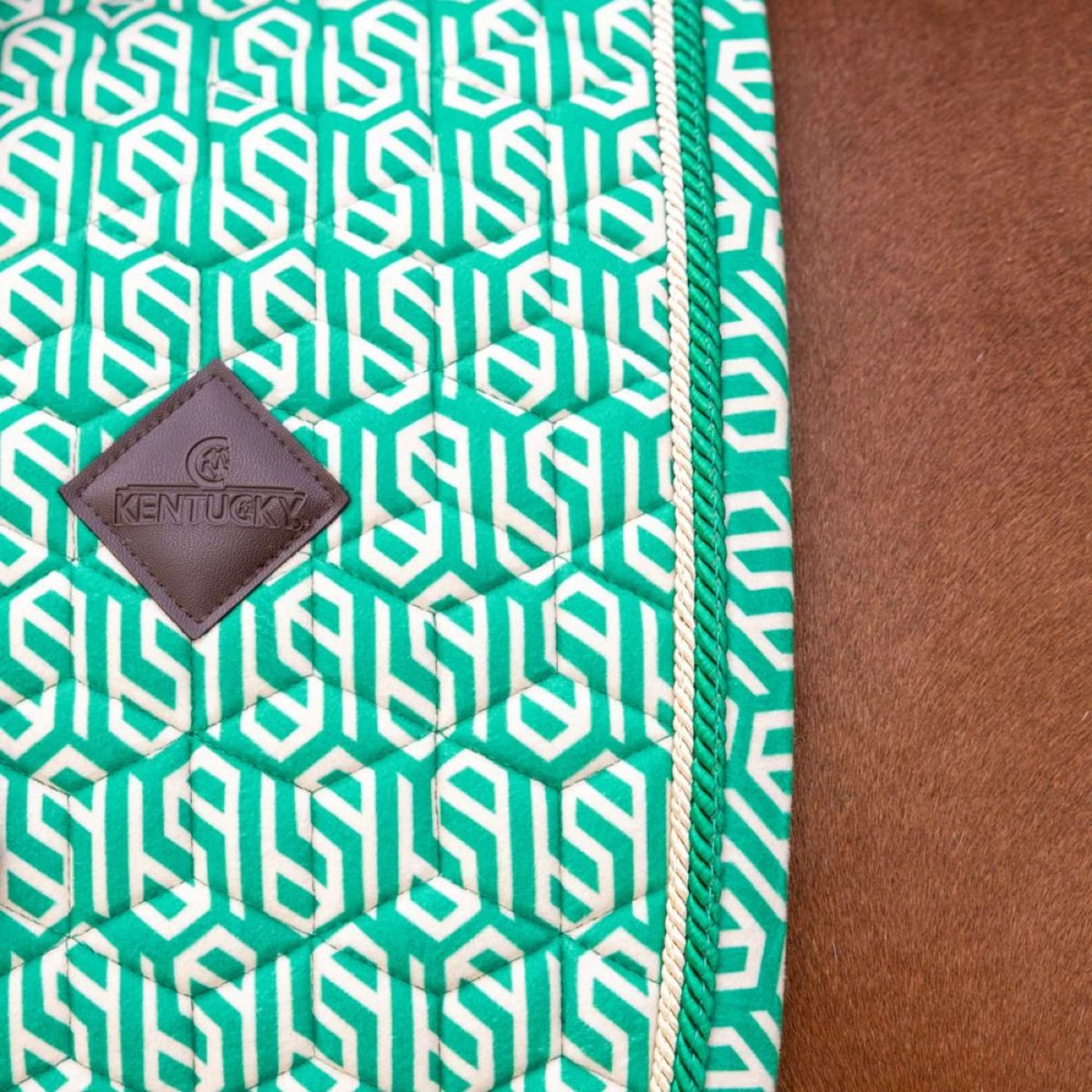 Kentucky Tapis de Selle Velvet Maze Cipher Dressage Blanc/Vert - Image 4