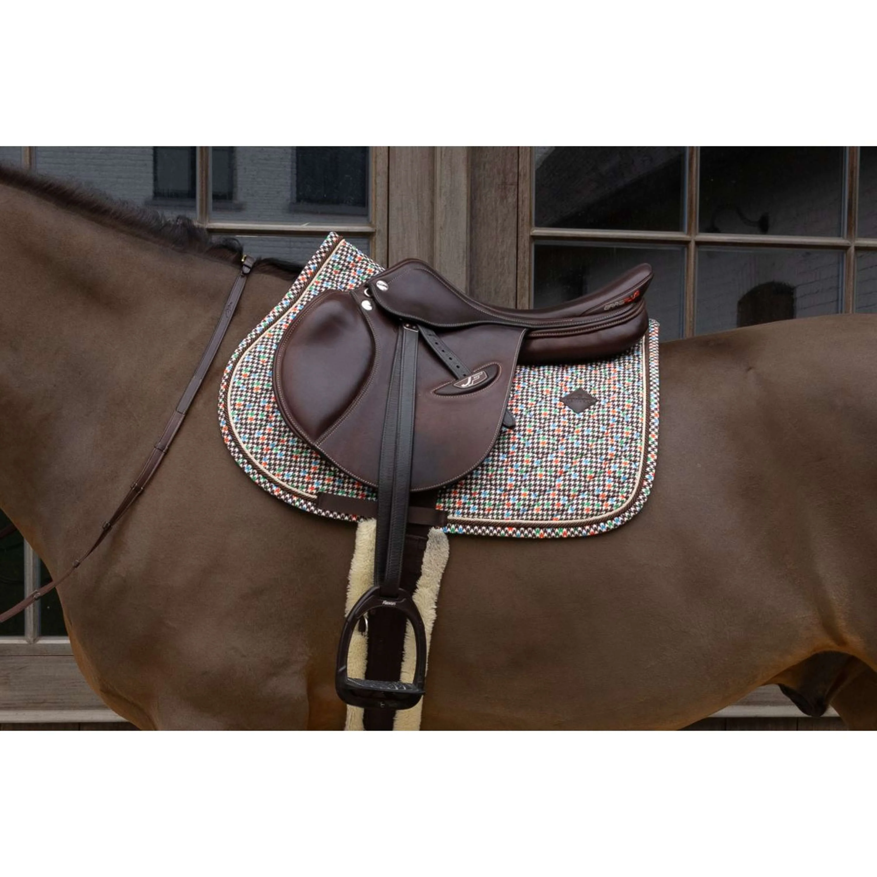 Kentucky Tapis de Selle Velvet Pied De Poule de Saut Marron - Image 2