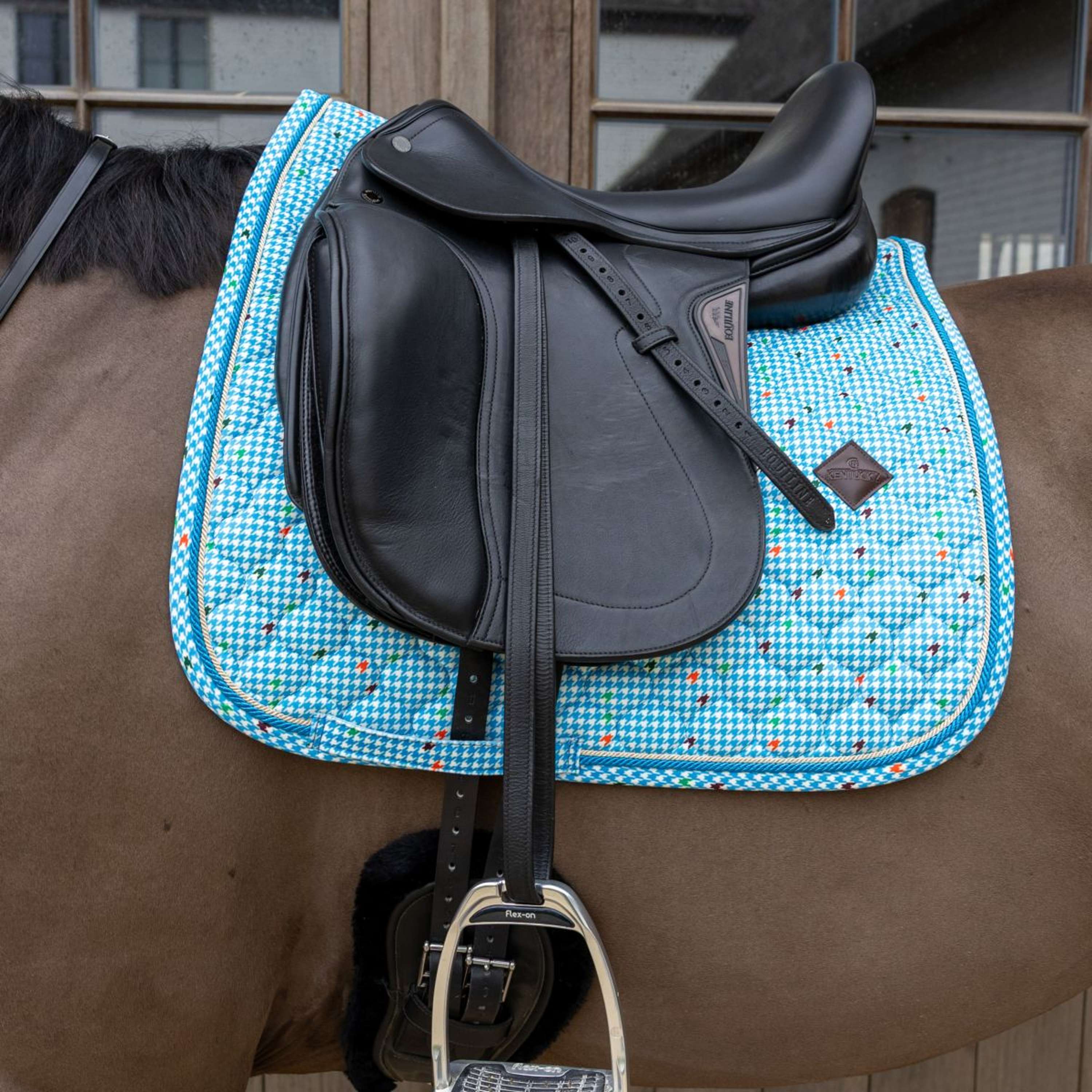 Kentucky Tapis de Selle Velvet Pied De Poule Dressage Marin - Image 3