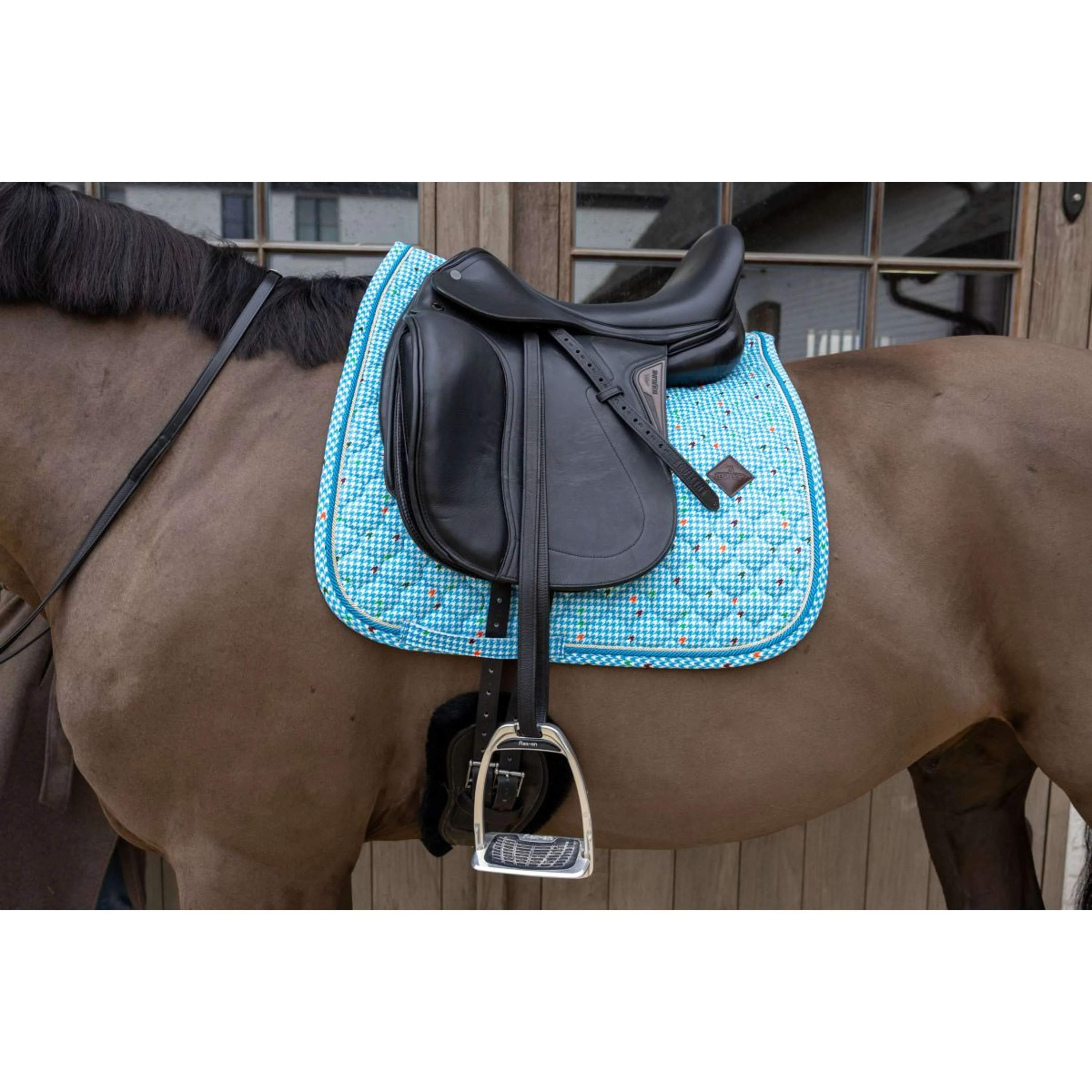 Kentucky Tapis de Selle Velvet Pied De Poule Dressage Marin - Image 4