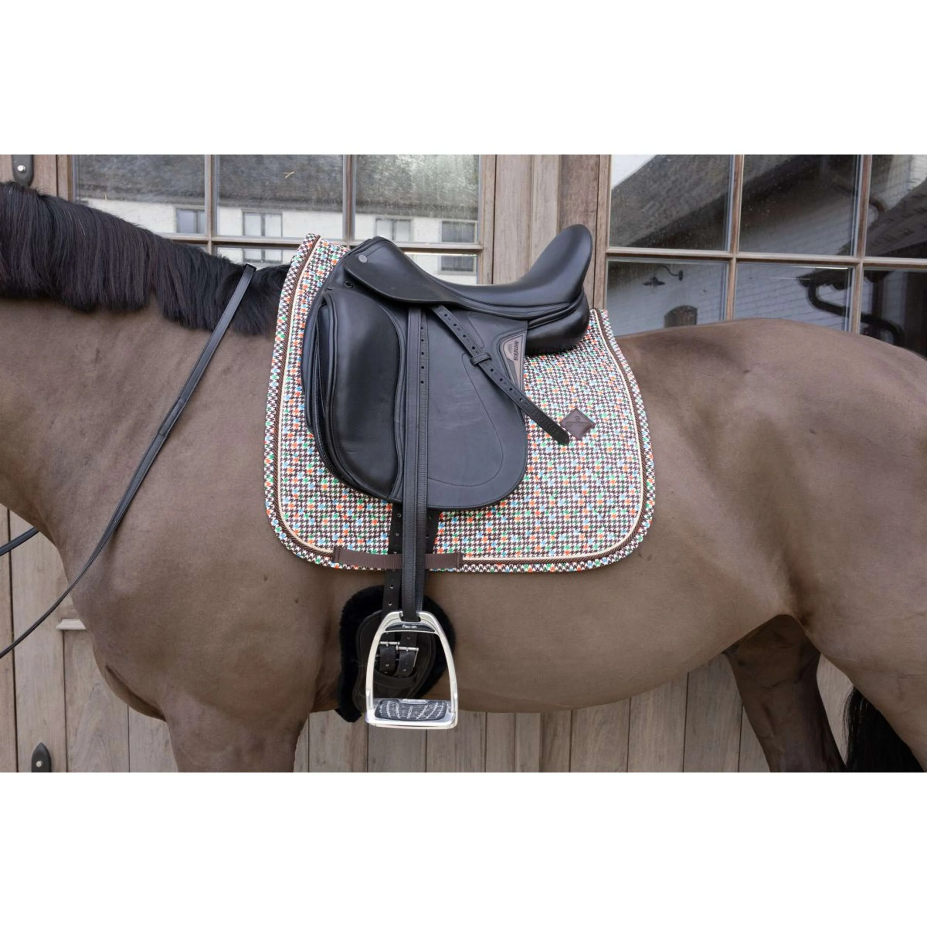 Kentucky Tapis de Selle Velvet Pied De Poule Dressage Marron - Image 2